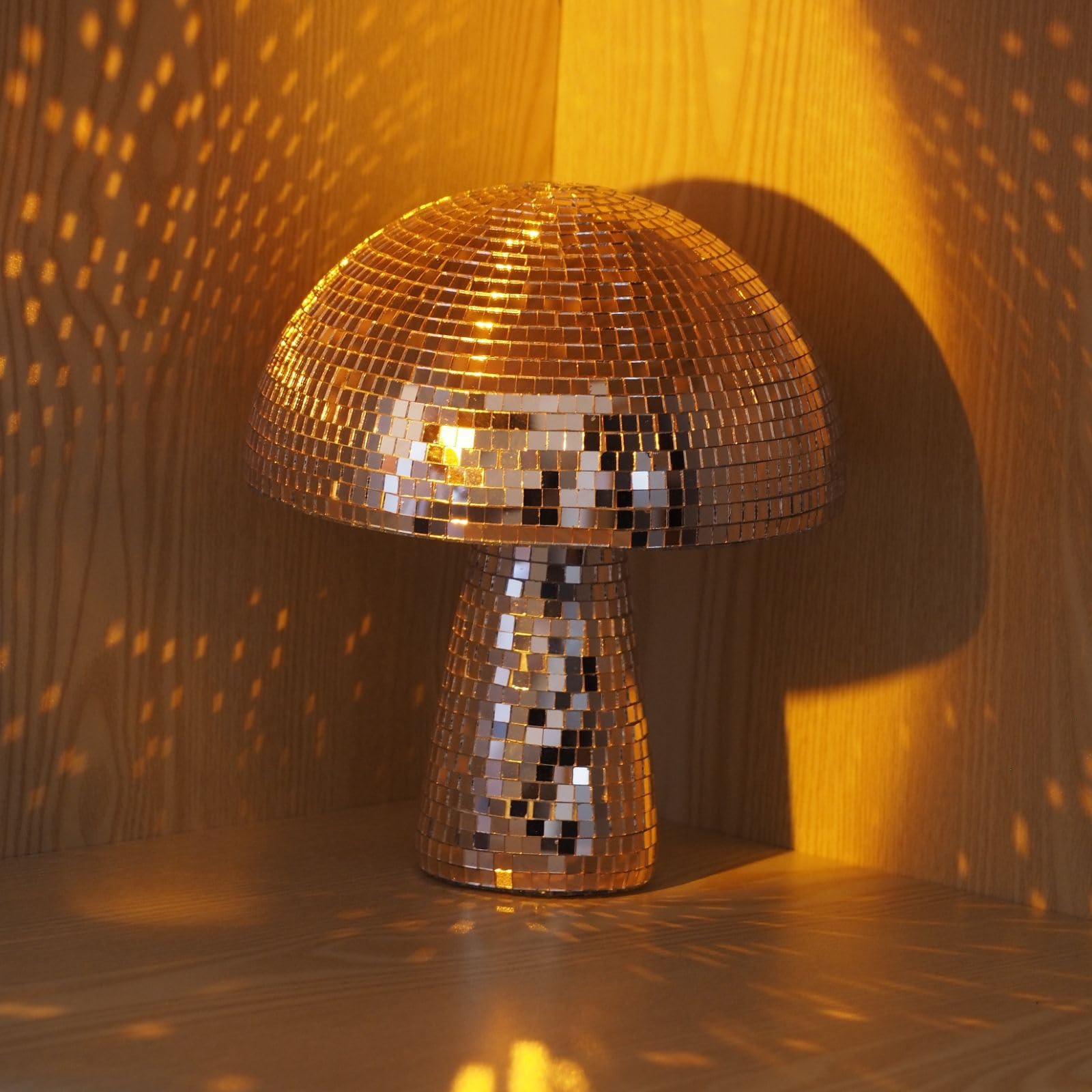Yeehlmer Creative Mushroom Disco Ball For Party Table Decor Mirror Retro Handmade Disco Ball Mushroom Shape Home Art Decorations Bar Ornamentsrose Gold  S(5.9)