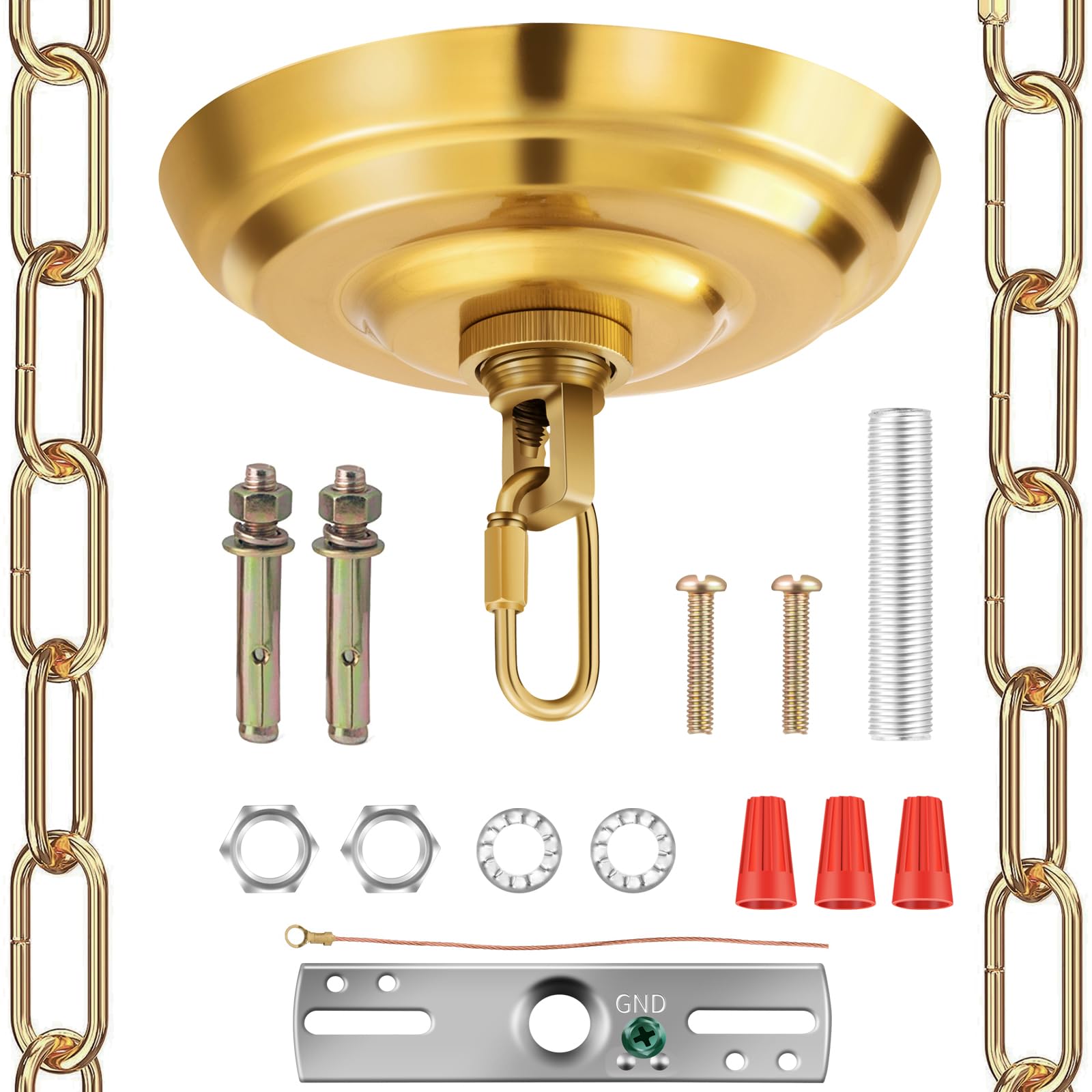 MAYOMAJO 6 Inch Light Canopy Kit with 6 Ft Chain, Heavy Duty Alloy Steel, Brass, Model X-BS-6-HC