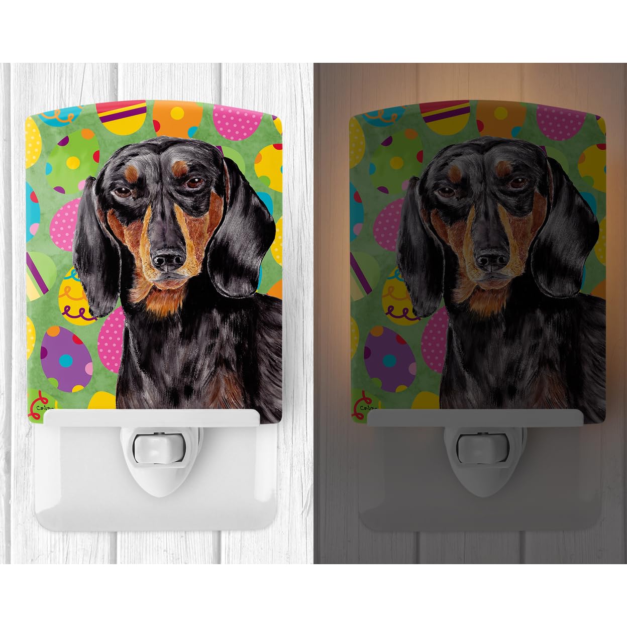 Carolines Treasures Ceramic Night Light, Dachshund Easter Eggtravaganza, 6x4x3in, Multicolor, Model SC9443CNL