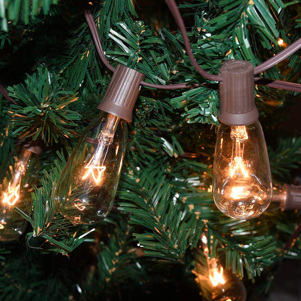 GOOTHY Outdoor String Lights, 10FT, 11 Clear Edison Bulbs, C9/E17 Base, Vintage Brown, UL Listed for Backyard Wedding Garden Decor