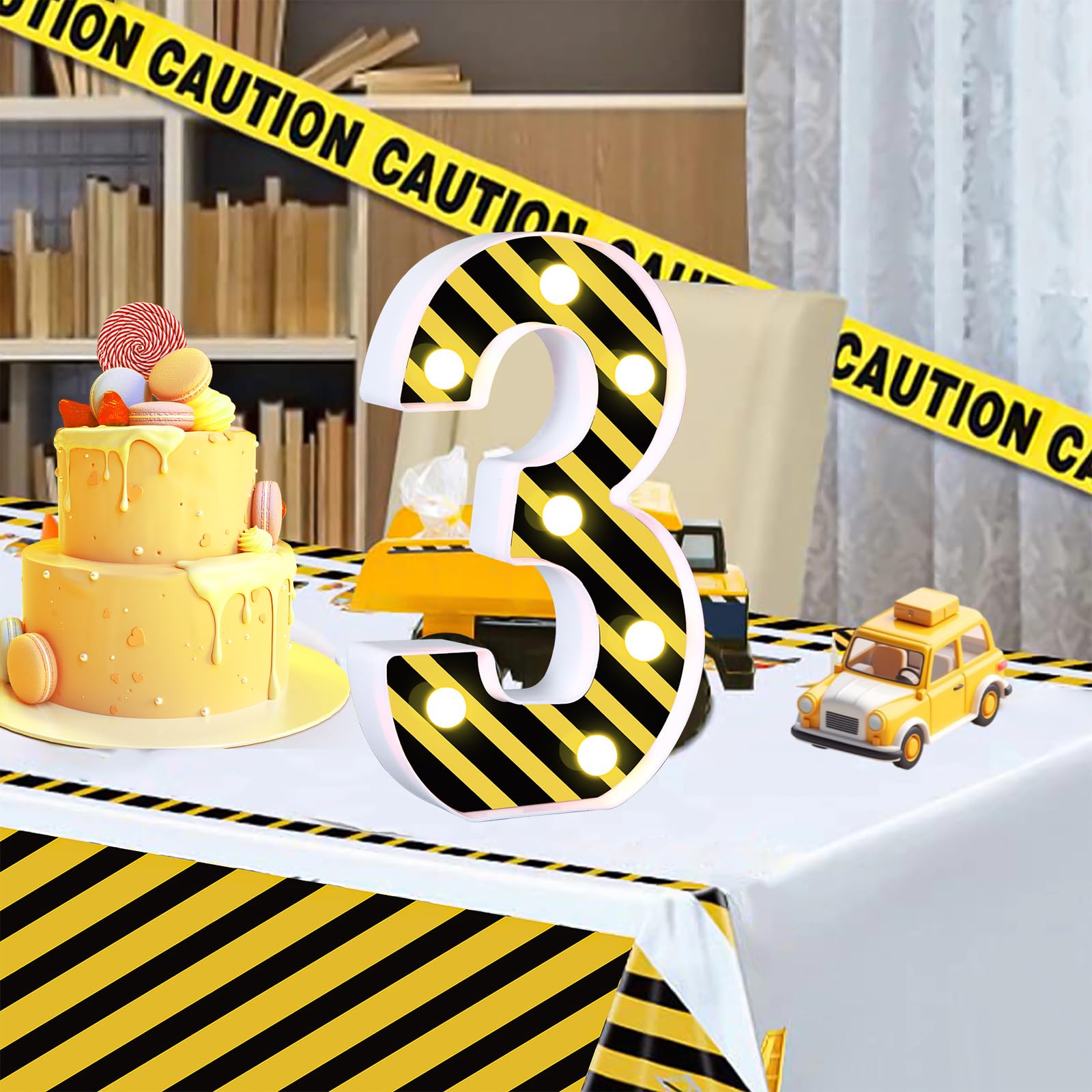 Axbmm Construction Birthday Party Supplies Light Up Numbers For Party Dirty 3Rdy Birthday Boy Decorations Birthday Light Up Sign