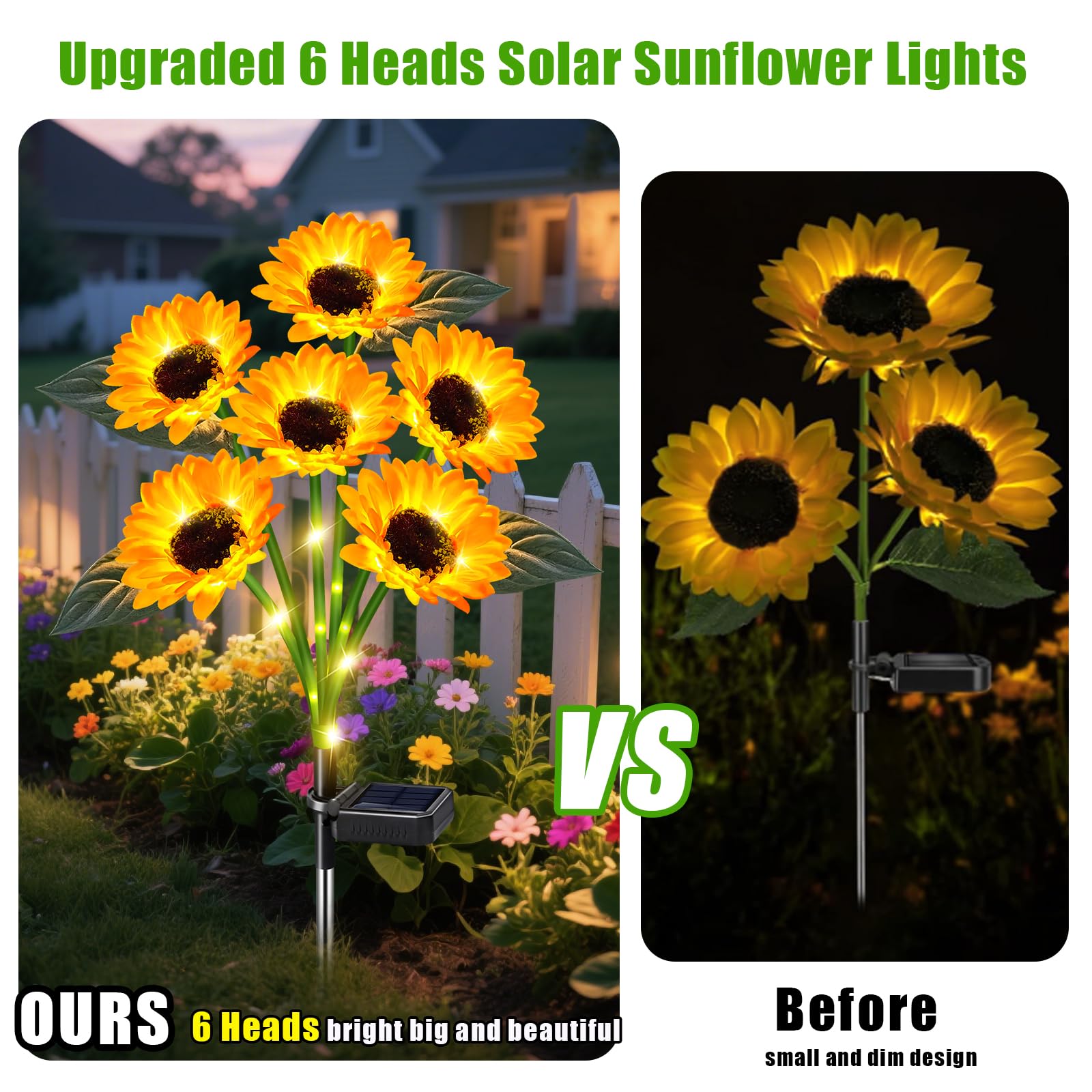 Ostritec Sunflower Solar Lights Outdoor Decor, 6 Pack, Waterproof, Plastic, 54 cu in, 36 Flowers