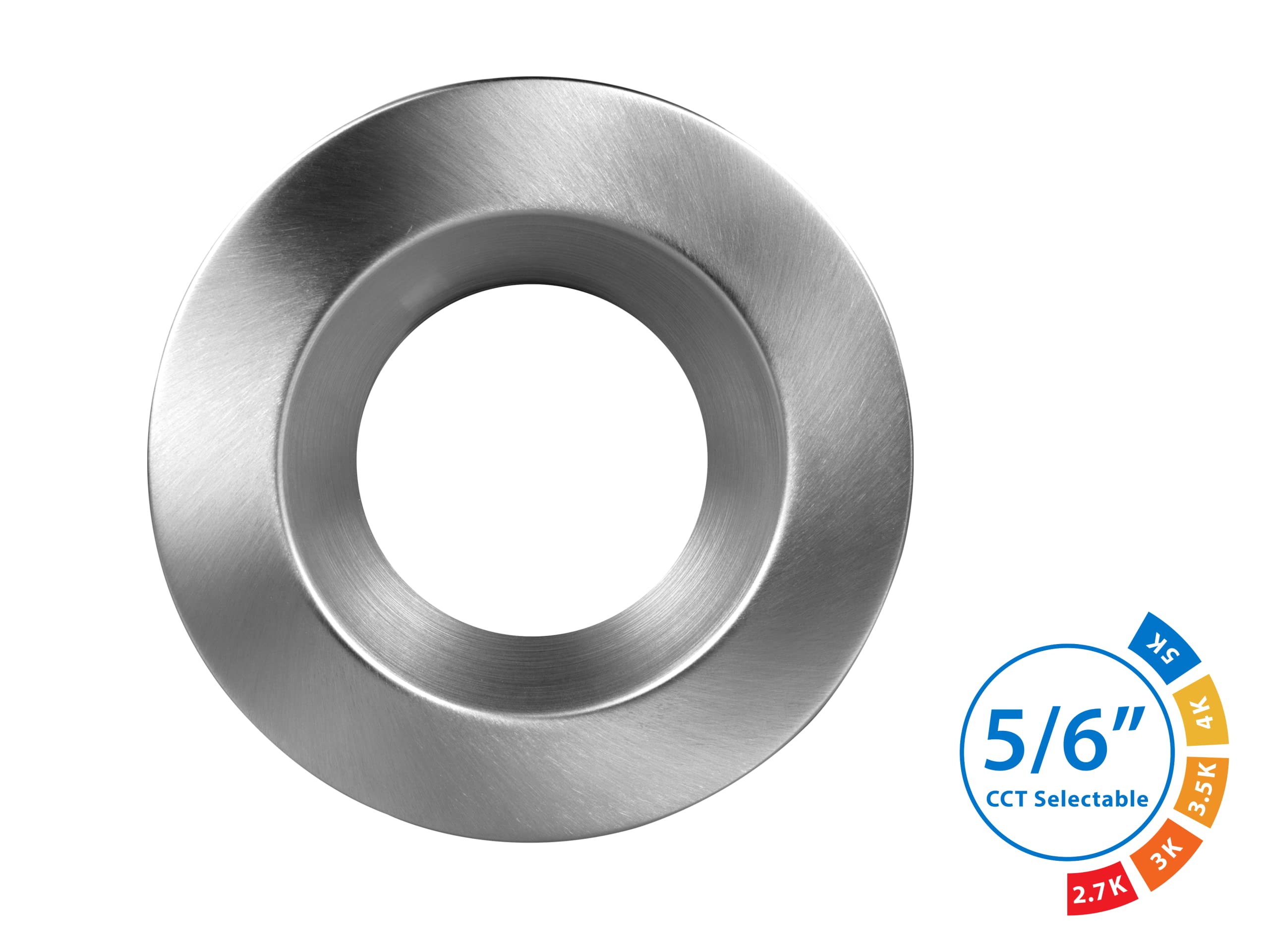 Nicor LED Recessed Ceiling Light, 5/6 Inch, Selectable CCT 2700K-5000K, 918 Lumens, Nickel, Model DLR56609120