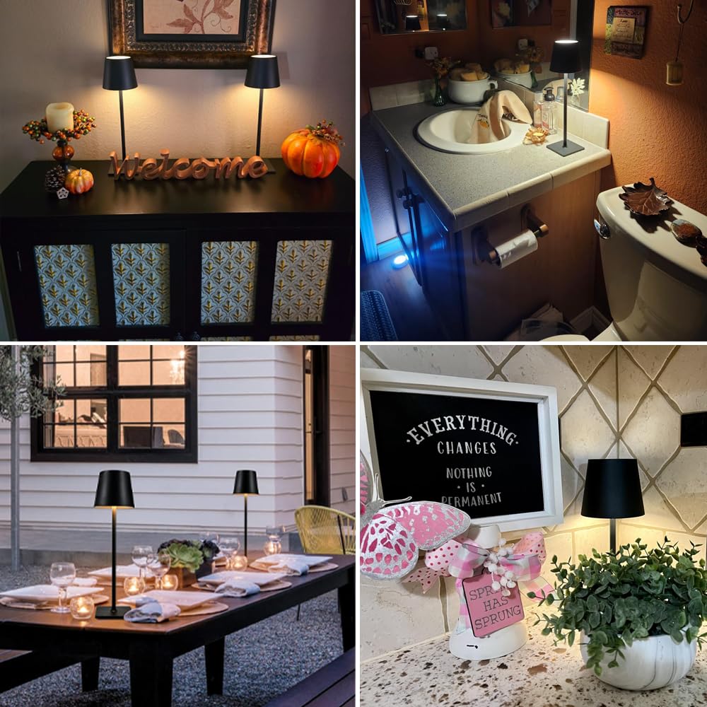 2 Pack Cordless Table Lamps-5500Mah Rechargeable Lamp,Waterproof Outdoor Table Lights For Patio/Shower/Restaurant/Dinner/Kitchen