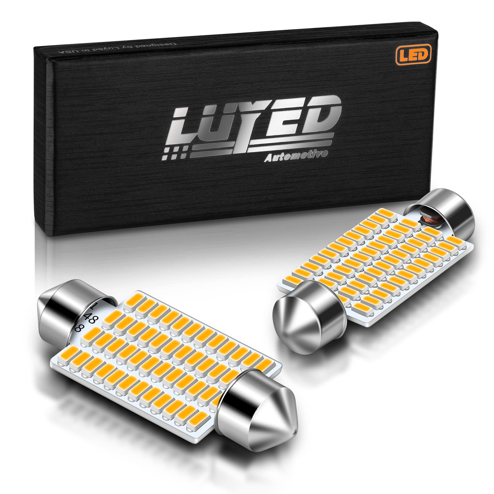 LUYED 569 578 LED Dome Light Bulbs Warm White Non-Polarity Error Free Super Bright 3014 48-EX Chipsets 41mm 1.61 211-2 212-2 LED