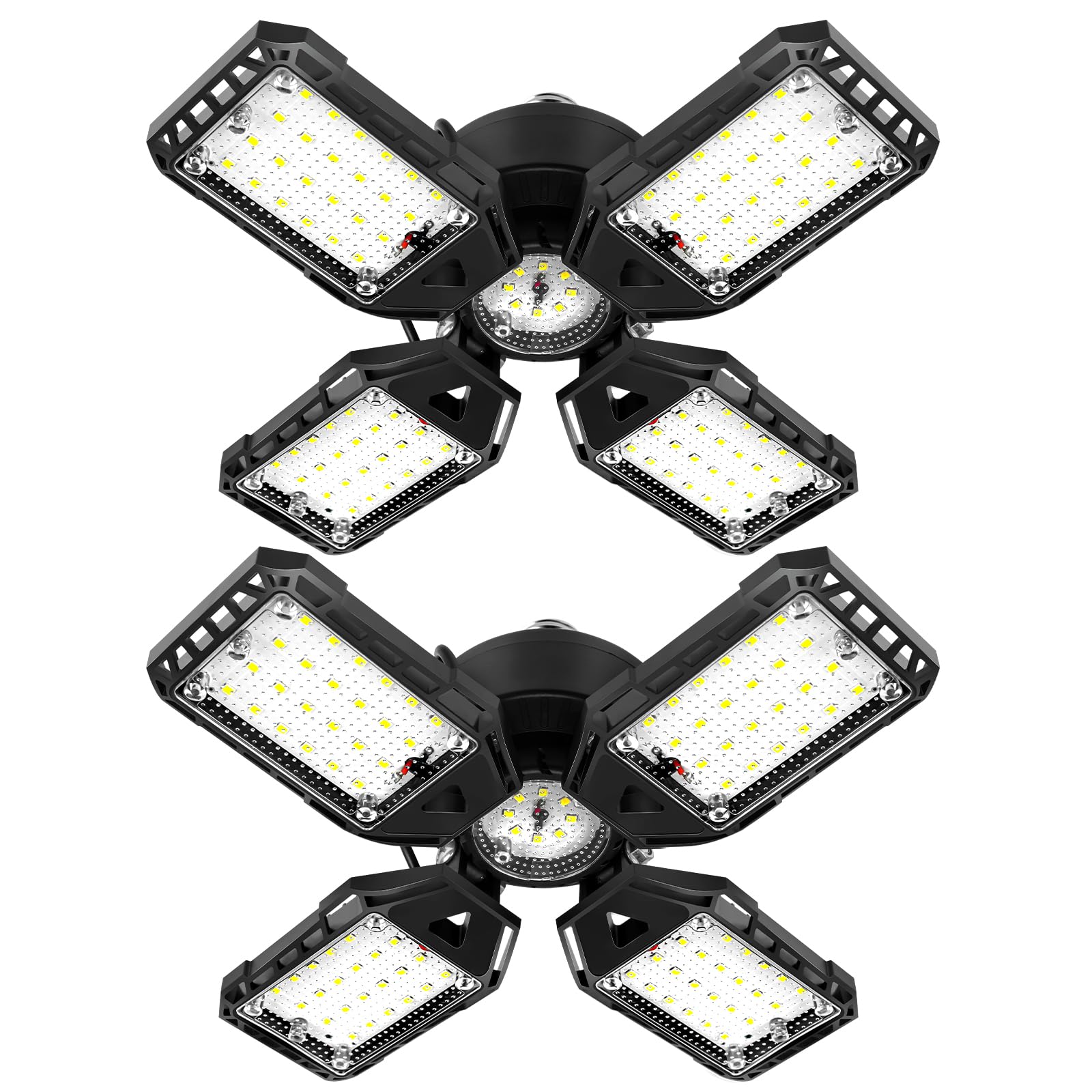 Aoretic Led Garage Lights Bulb 2 Pack - 120W, 12000Lm 6500K Led Shop Light With 4+1 Deformable Panels, Basement Barn Light, E26/