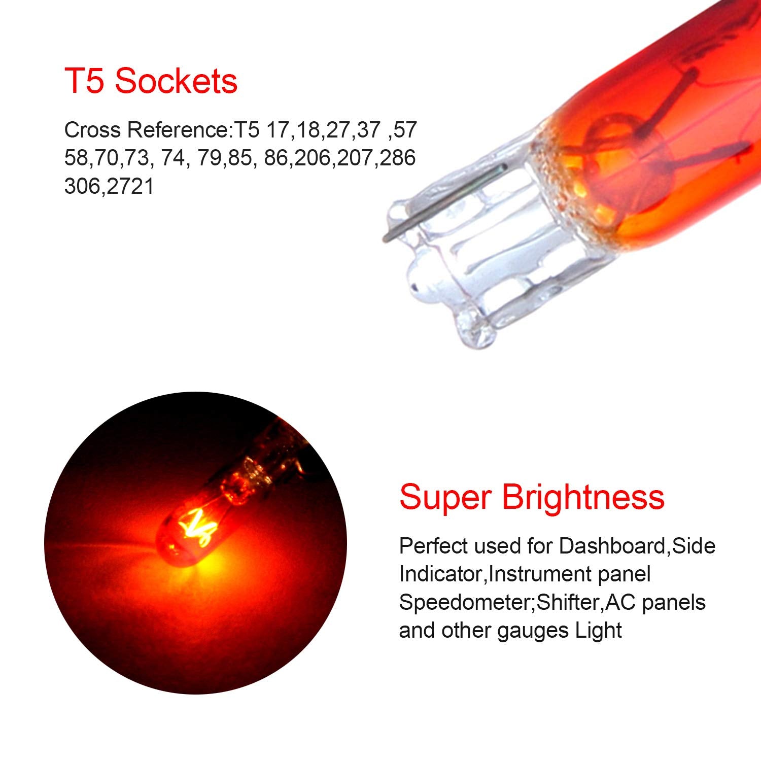 Cciyu T5 Halogen Light 37 74 Light Bulb Instrument Dashboard Gauge Cluster Incandescent Light With Twist Lock Sockets