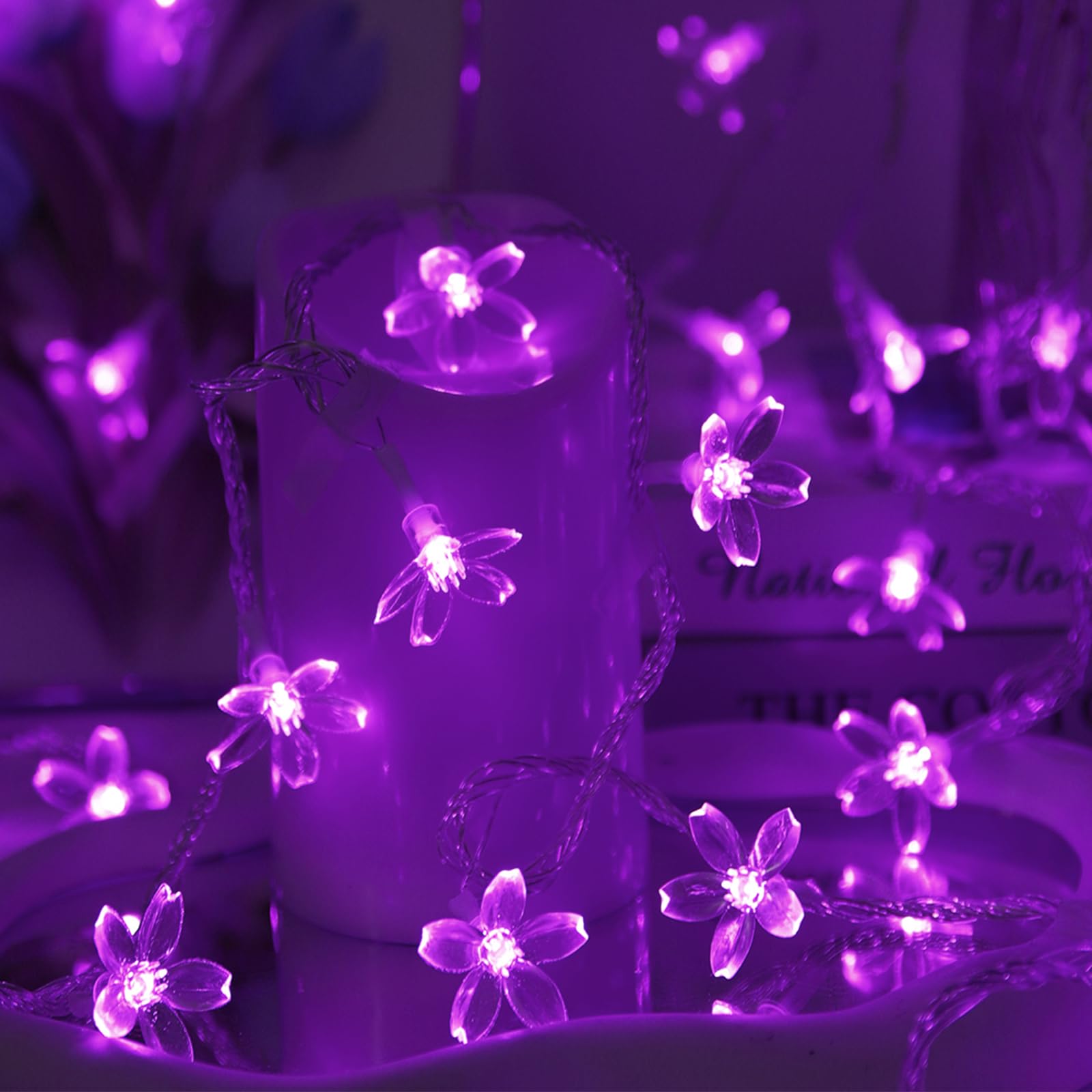Cute Flower String Lights, USB & Battery Lighted Decorative Fairy Cherry Blossom Indoor Bedroom Tree Branches Hanging, Novelty F