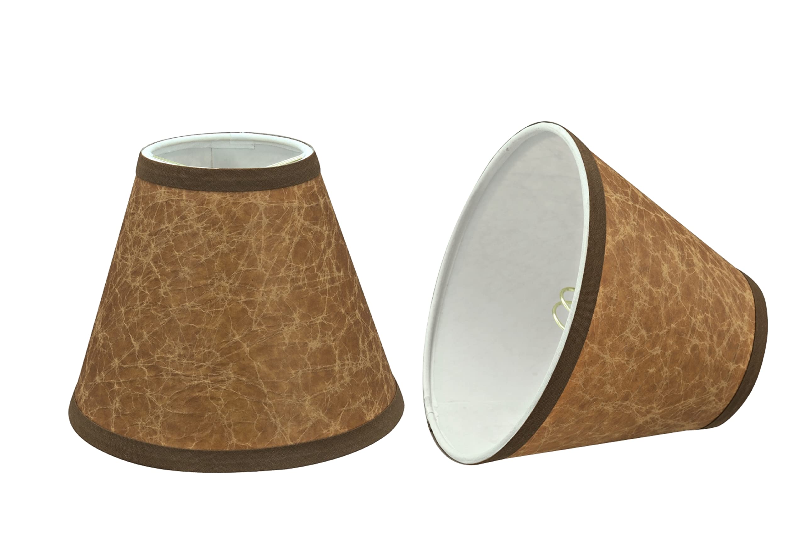 Aspen Creative 32117-2A Small Hardback Empire Shape Chandelier Clip-On Lamp Shade Set (2 Pack), Transitional Design in Dark Brown, 6&quot; bottom width (3&quot; x 6&quot; x 5&quot;)