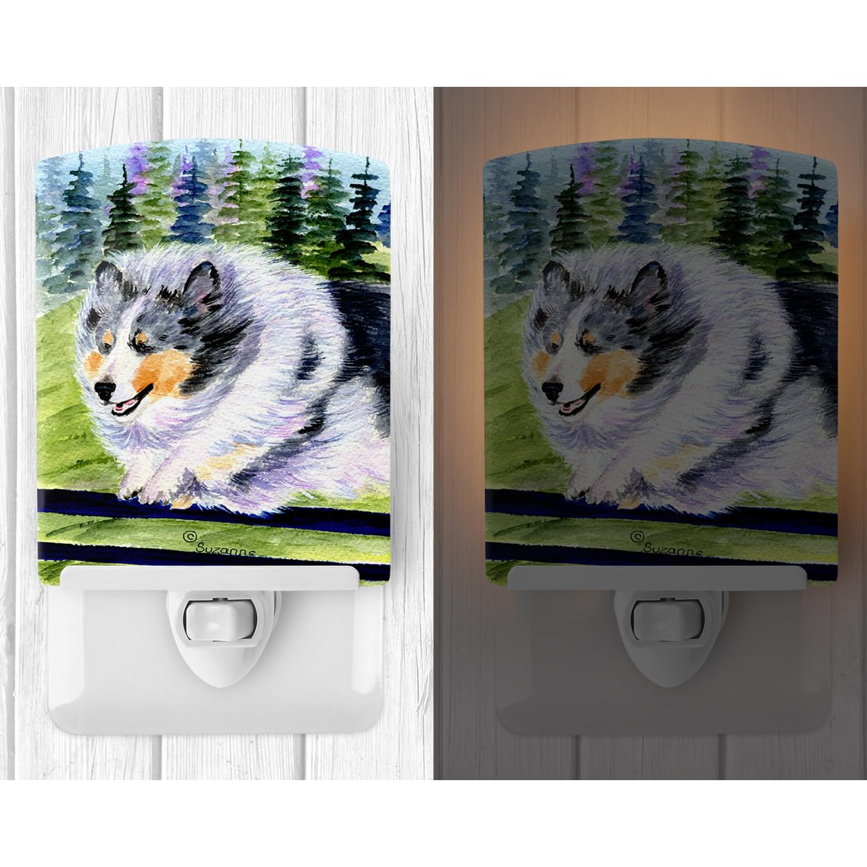 Carolines Treasures Sheltie Ceramic Night Light, UL-Certified, 6x4x3 inches, Multicolor, Model SS8305CNL
