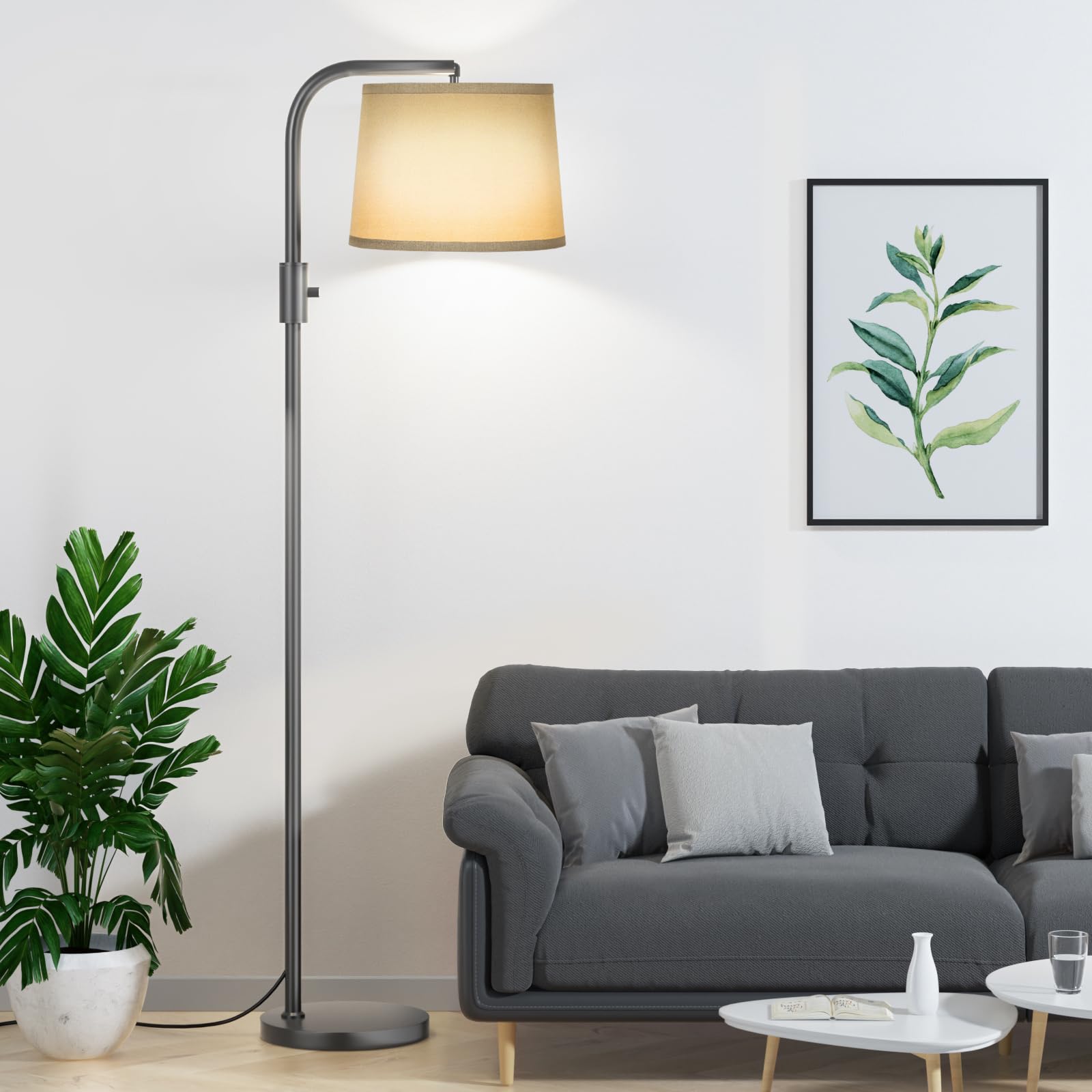 Ambimall Fully Dimmable Floor Lamp - Floor Lamps 9W LED Light Bulbs, Standing Lamps for Living Room with Adjust Head, Modern Sta