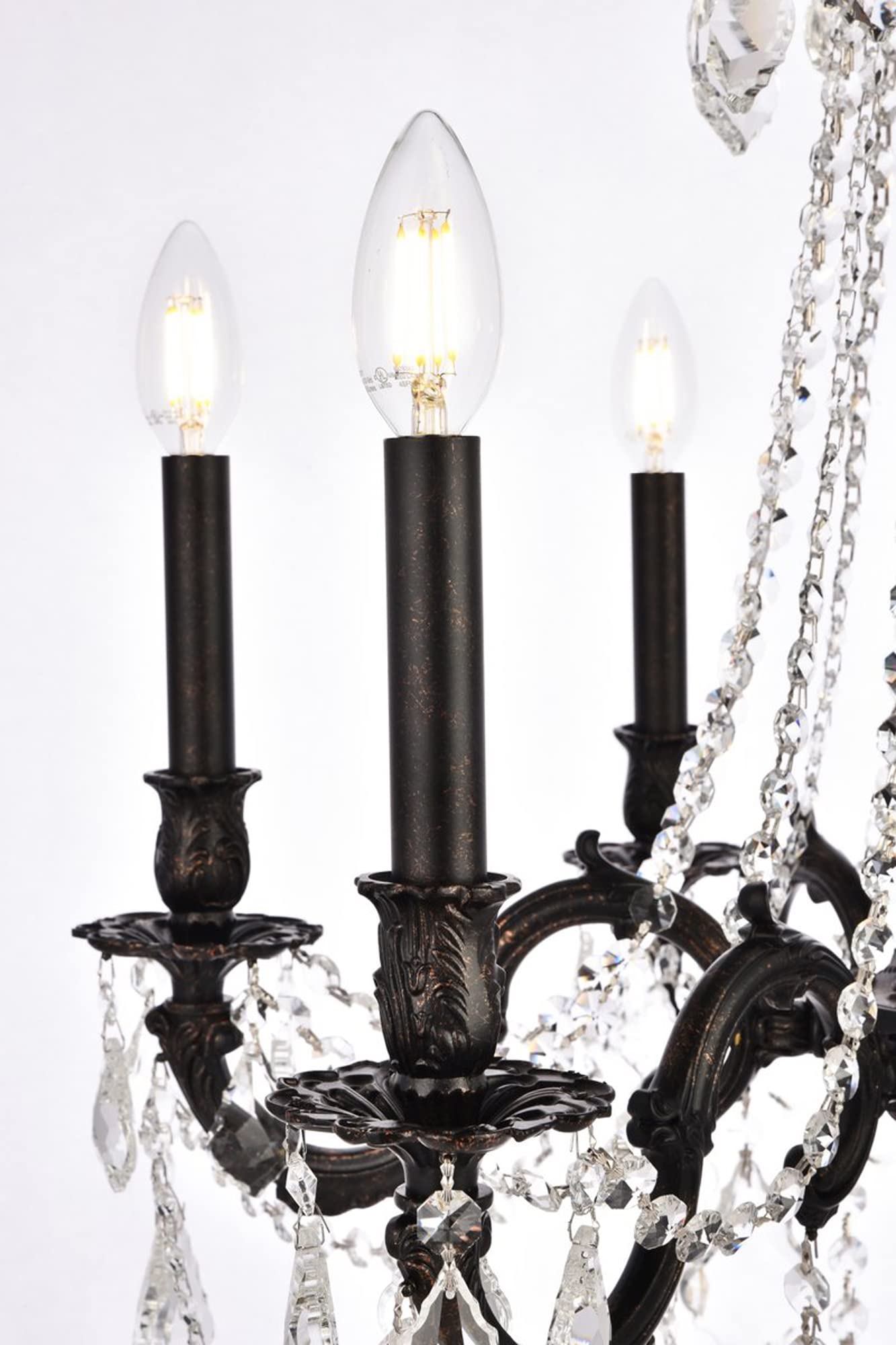 Elegant Lighting Rosalia 6-Light Hanging Fixture, Dark Bronze, Metal, 23inD x 26inH, Model 9206D23DB/RC, Royal Cut Crystals