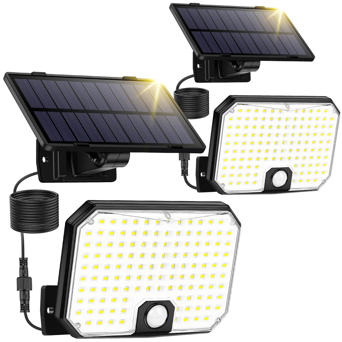 Solar Outdoor Lights, Motion Sensor Dusk to Dawn Wall Lights Waterproof, LED Outside Solar Powered Security Flood Light Fixtures