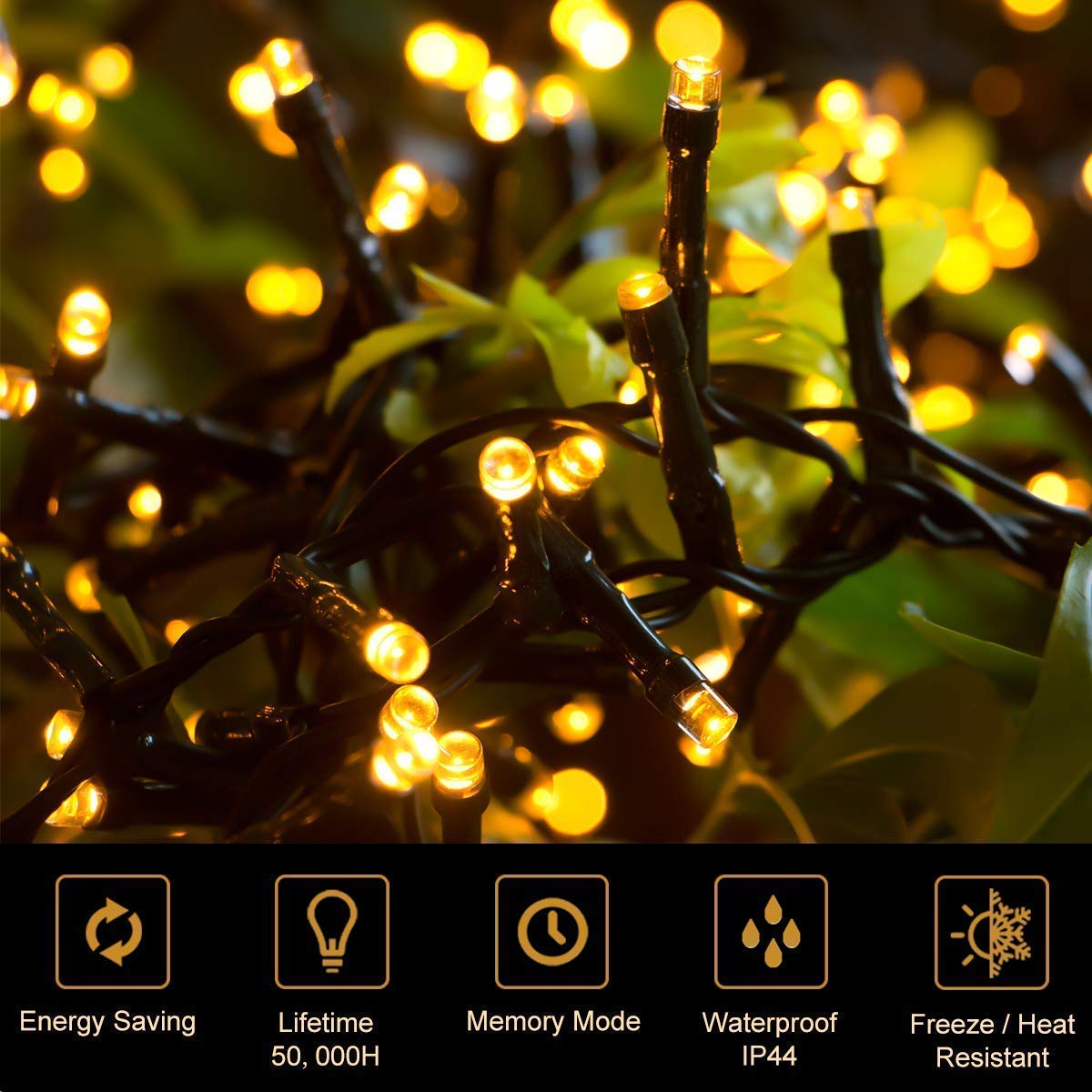 Quntis 164Ft 2000 Led Cluster Christmas Lights - Dark Green Wire Cluster Christmas Tree Lights - 8 Modes Outdoor Waterproof Strands Christmas String Lights For Holiday Wedding Party Decor, Warm White