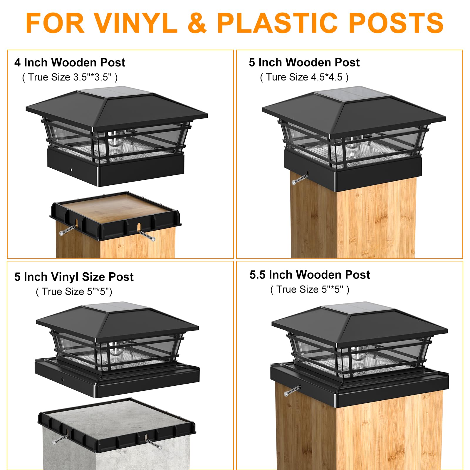 Kipeini Solar Post Cap Lights Outdoor 2Pack [Led Bulb, 2 Brightness Setting] Fence Post Solar Lights Waterproof For 4X4 5X5 Or 5.5X5.5 Wood Posts, Warm Bright Bulb Lighting For Garden Deck Yard White