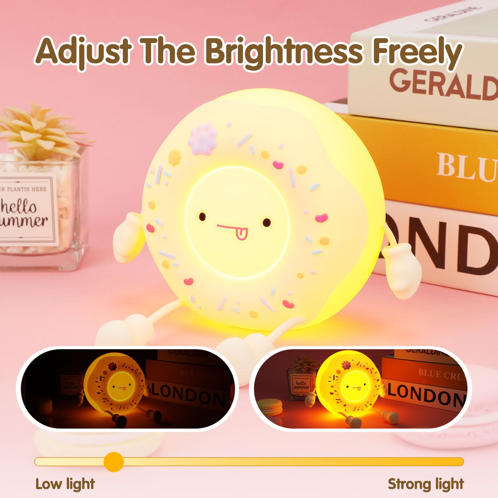 Qanyi Donut Lover Lamp, Soft Bpa Free Silicone Touch Night Light, Eye Caring, Stepless Dimming, Christmas Gift, Room Decor, Part