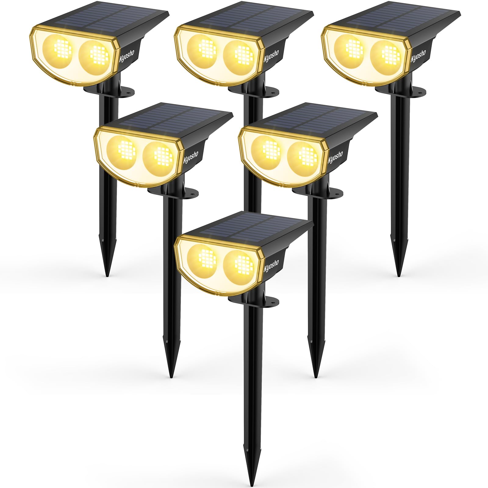 Kyosho Solar Spot Lights, 38 LED, IP67 Waterproof, 3 Modes, 6 Pack, Warm, Model 6 Pack-TOT38-Warm