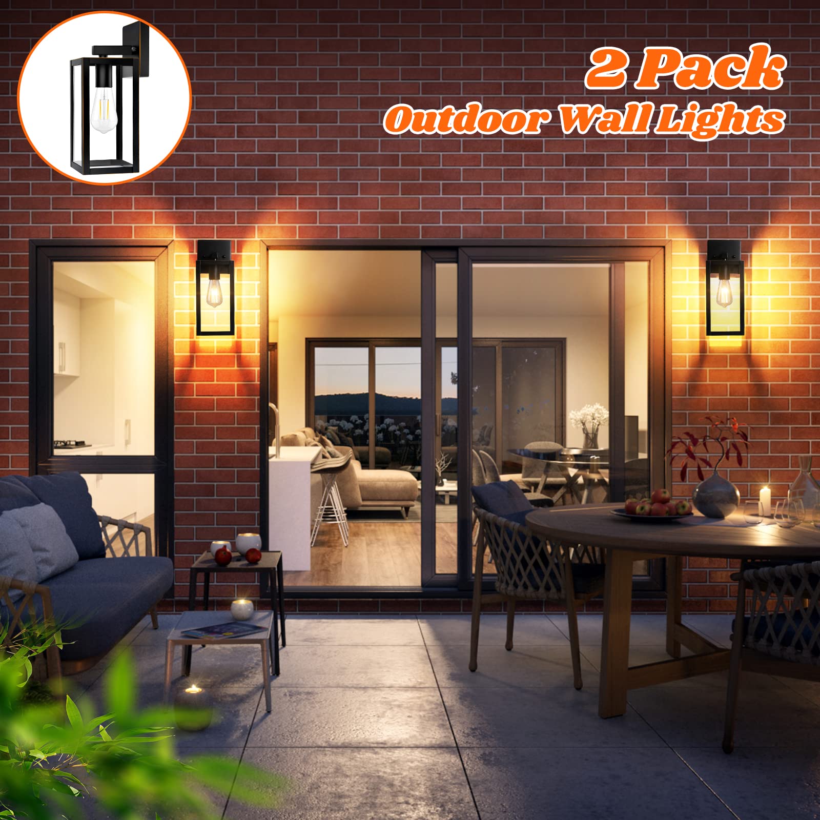 2-Pack Outdoor Lights For House, Waterproof Bronze Exterior Light Fixtures With Clear Glass, Anti-Rust Outside Wall Lanterns Sco