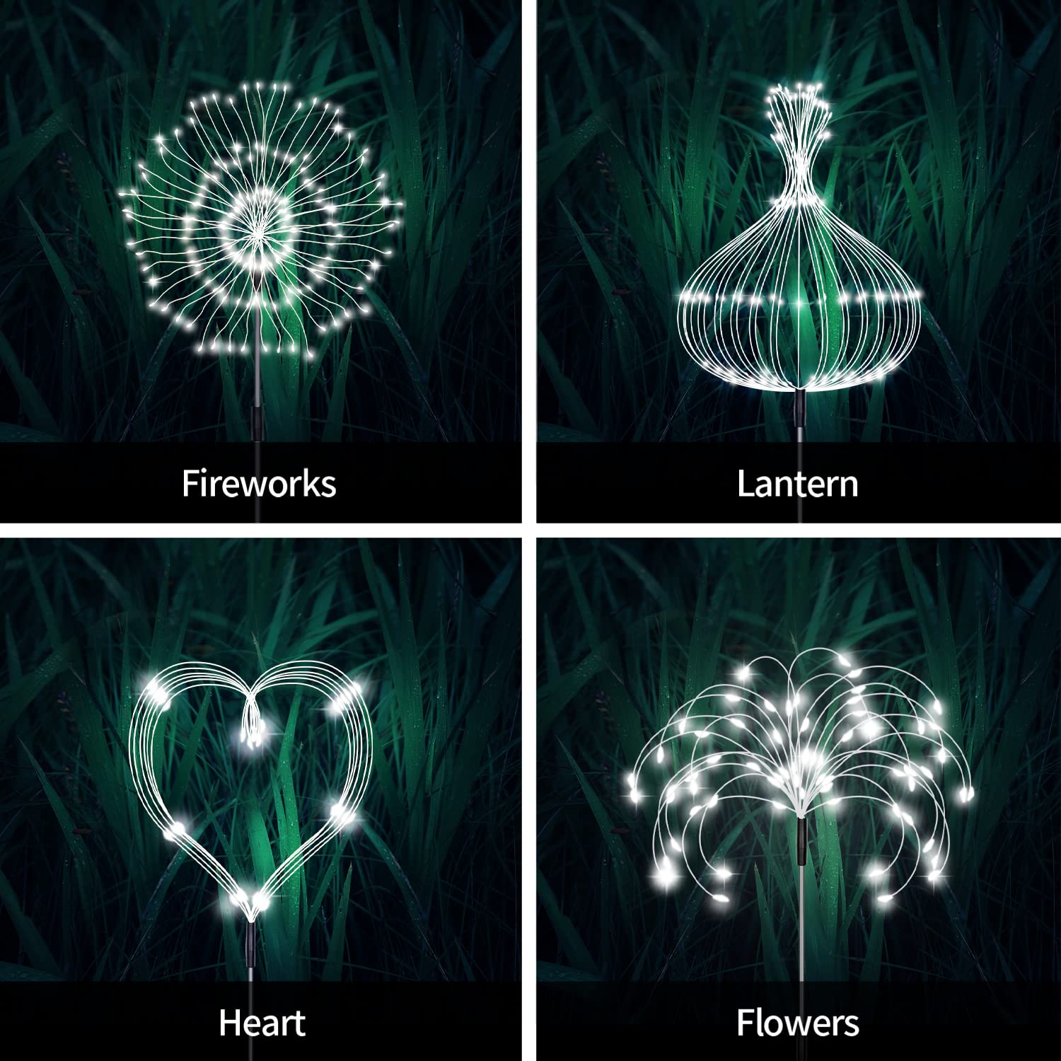 Solar Garden Lights Outdoor Fireworks Lights, 5 Pack Decorative Solar Lamps Waterproof String Lights Diy Fairy Stake Landscape Light 8 Modes With Remote For Lawn Backyard Patio Pathway(Cool White)