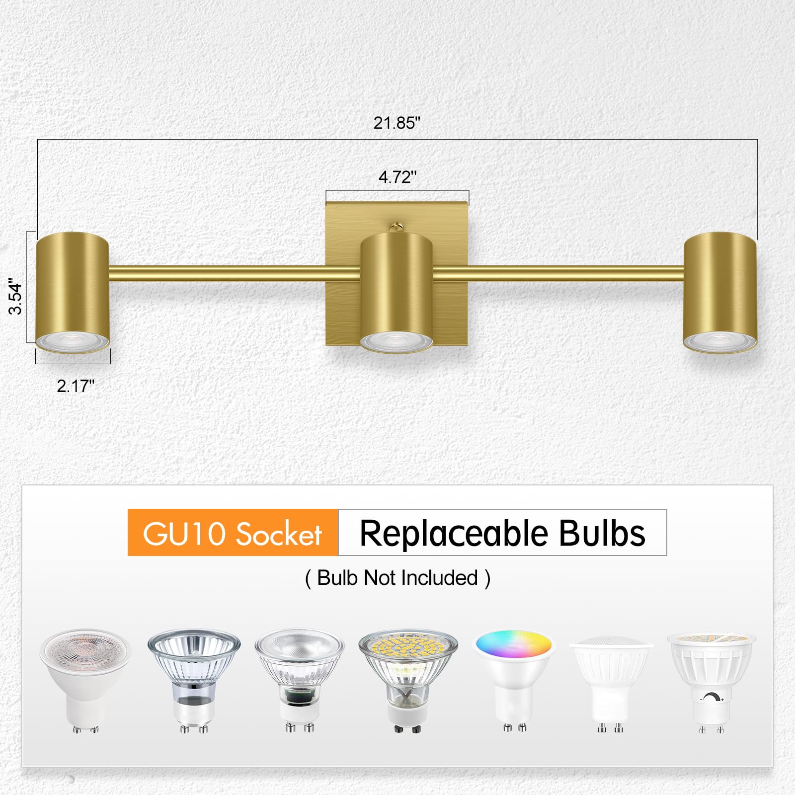 Boostarea 3 Light Track Lighting Fixtures Ceiling, Gold Kitchen Lighting Fixtures Ceiling, Led Track Lighting Kit, Rotatable Lig
