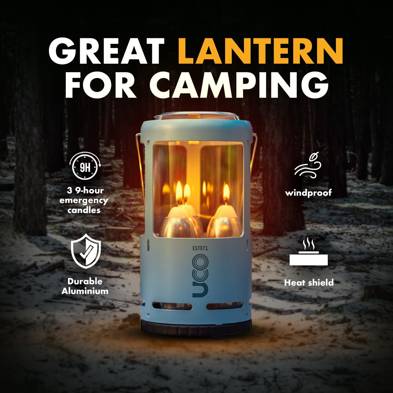 UCO Candlelier Candle Lantern, Aluminum, Glacier Blue, Model C-C-STD-GLACIER-