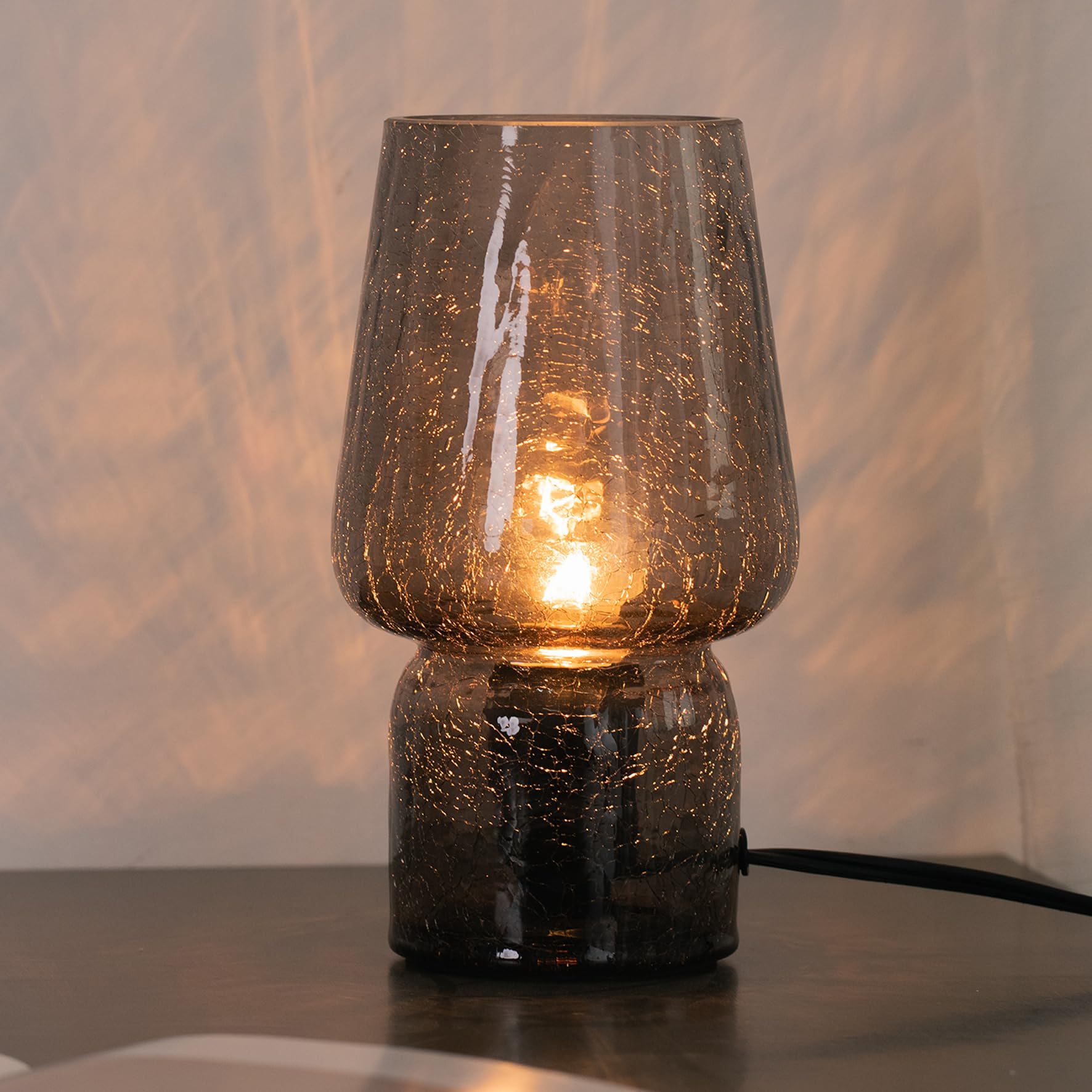 Sureyond Mushroom Lamp,Small Table Lamp,Mini Lamp Cute Lamp Nightstand Lamp Kitchen Lamp Glass Lamp,Translucent Raindrop Lamp,Suitable For Bedrooms, Kitchens, Bedside, Girl Gifts(Black)