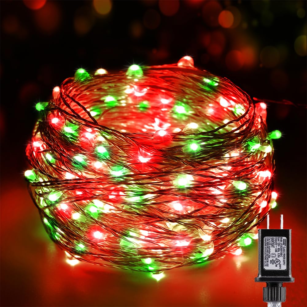 Smacen Led Fairy Lights 100Ft Red And Green Christmas String Lights Indoor Outdoor  Waterproof Copper Wire Starry String Lights Plug In For Wedding Holiday Party  Bedroom  Christmas D?Cor (Red &Green)