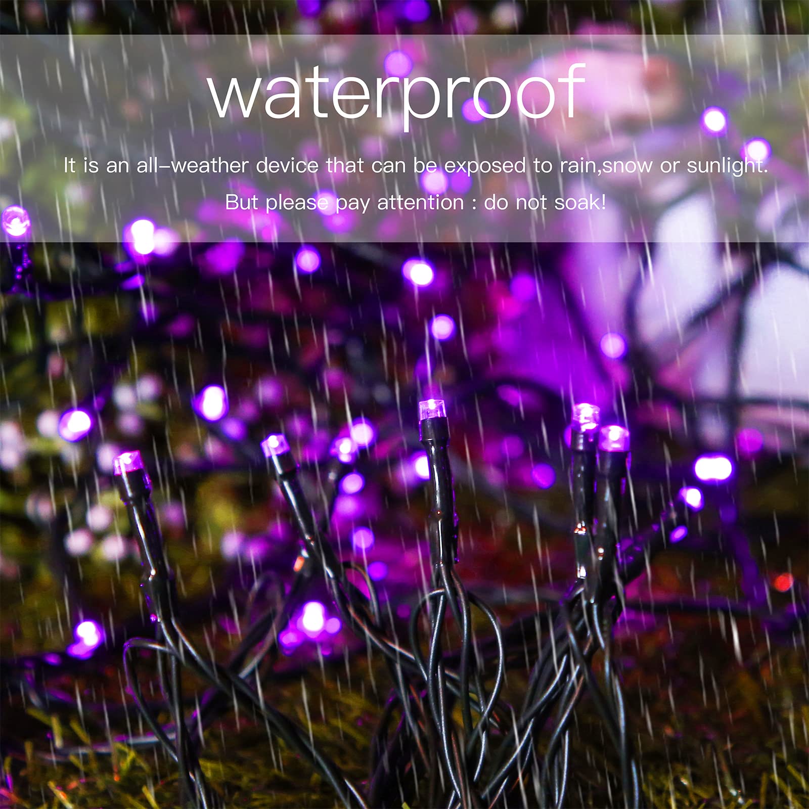 Solar String Lights For Outside, Purple Halloween Lights Outdoor Waterproof 2Pack Total 144Ft 400 Led 8 Modes With Timer, Ip44 T
