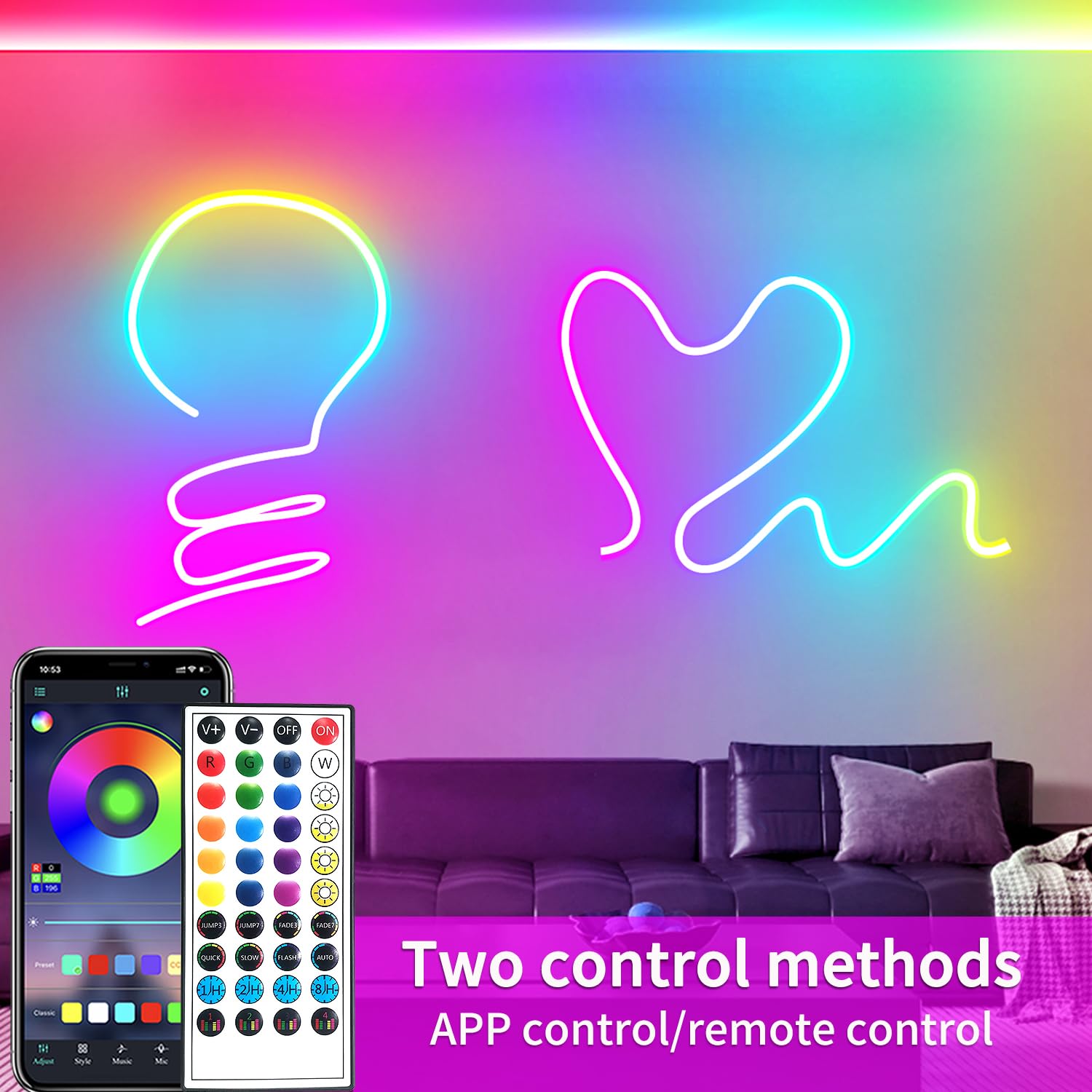 Segrass 66Ft Rgb Led Neon Light Strip - Waterproof, Flexible, App & Remote Control For Indoor/Outdoor Decor