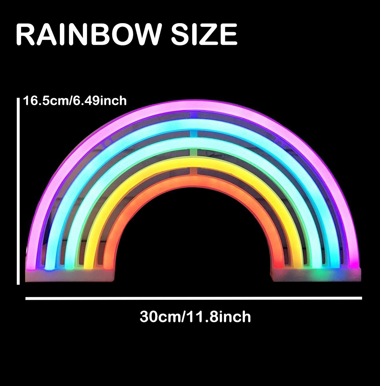 QiaoFei Rainbow Neon Light Sign LED Lamp for Kids, Battery/USB Operated, Colorful Wall Decor, Model QFLIGHT19030712