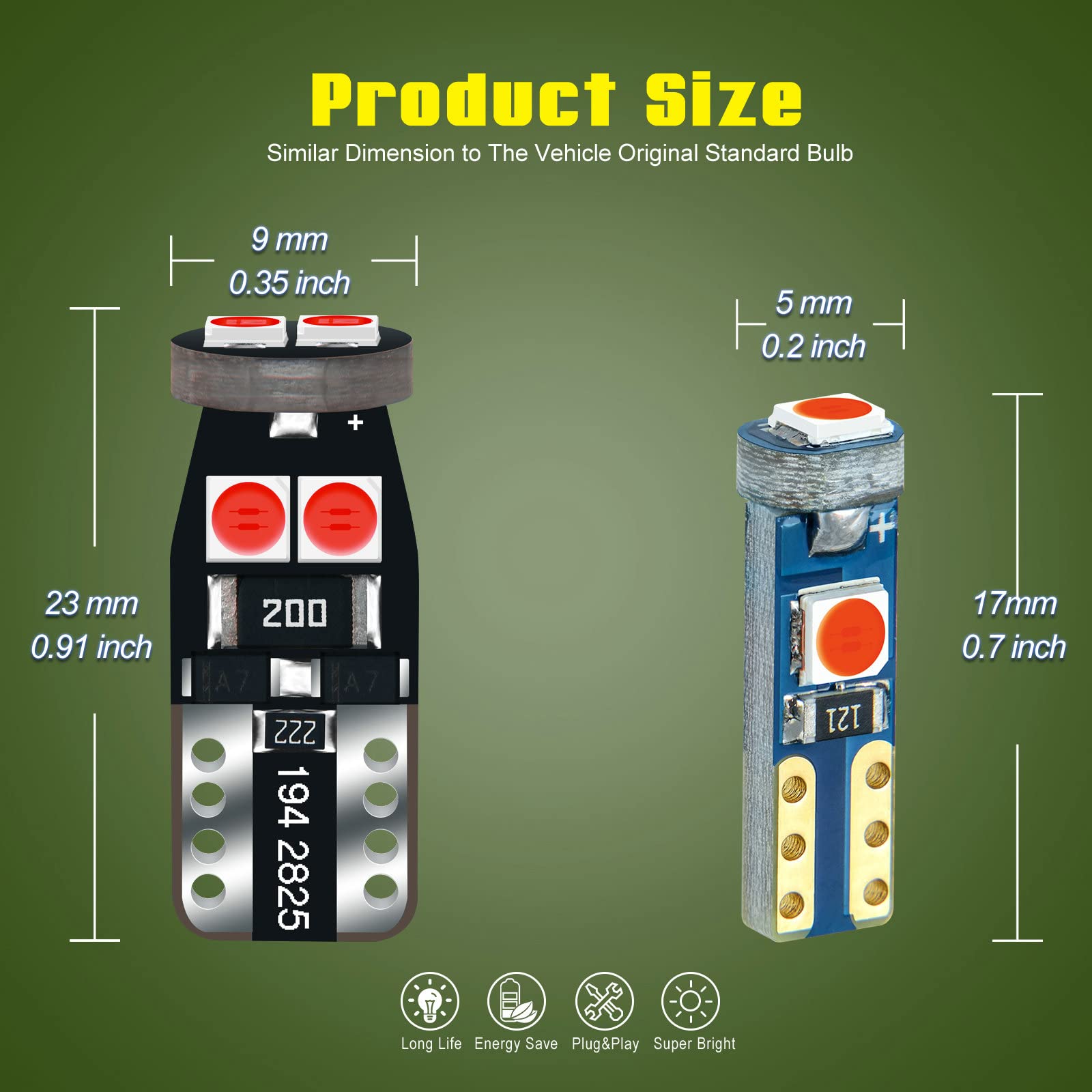 Red T5 Pc74 Pc37 Pc118 T10 Pc168 Pc175 Pc194 Pc194R Pc195 Pc160 Pc161 Instrument Cluster Light Led Bulb Replacement 37 74 73 272