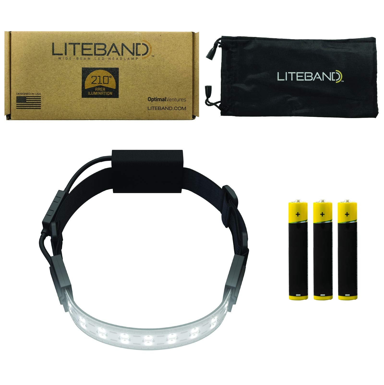 Liteband Flex 300 Lumens Led Headlamp Rechargeable Battery Powered Best Rated Super Light Head Lamps For Adults Forehead, Bright