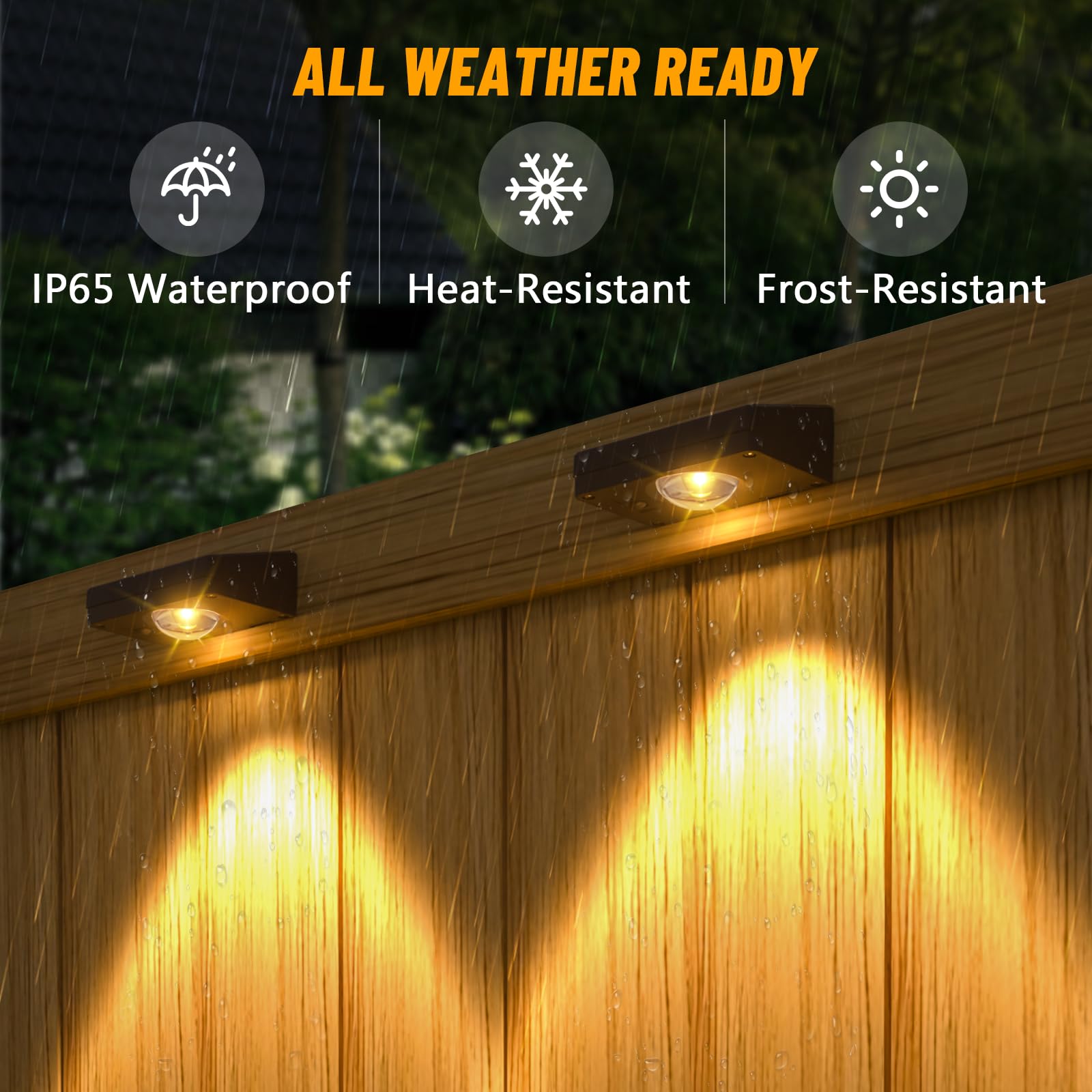 NIORSUN Solar Fence Lights, 8 Pack LED Waterproof Warm & Cool White RGB, Black, Model 16399LGTF for Patio, Deck, Pool Decor
