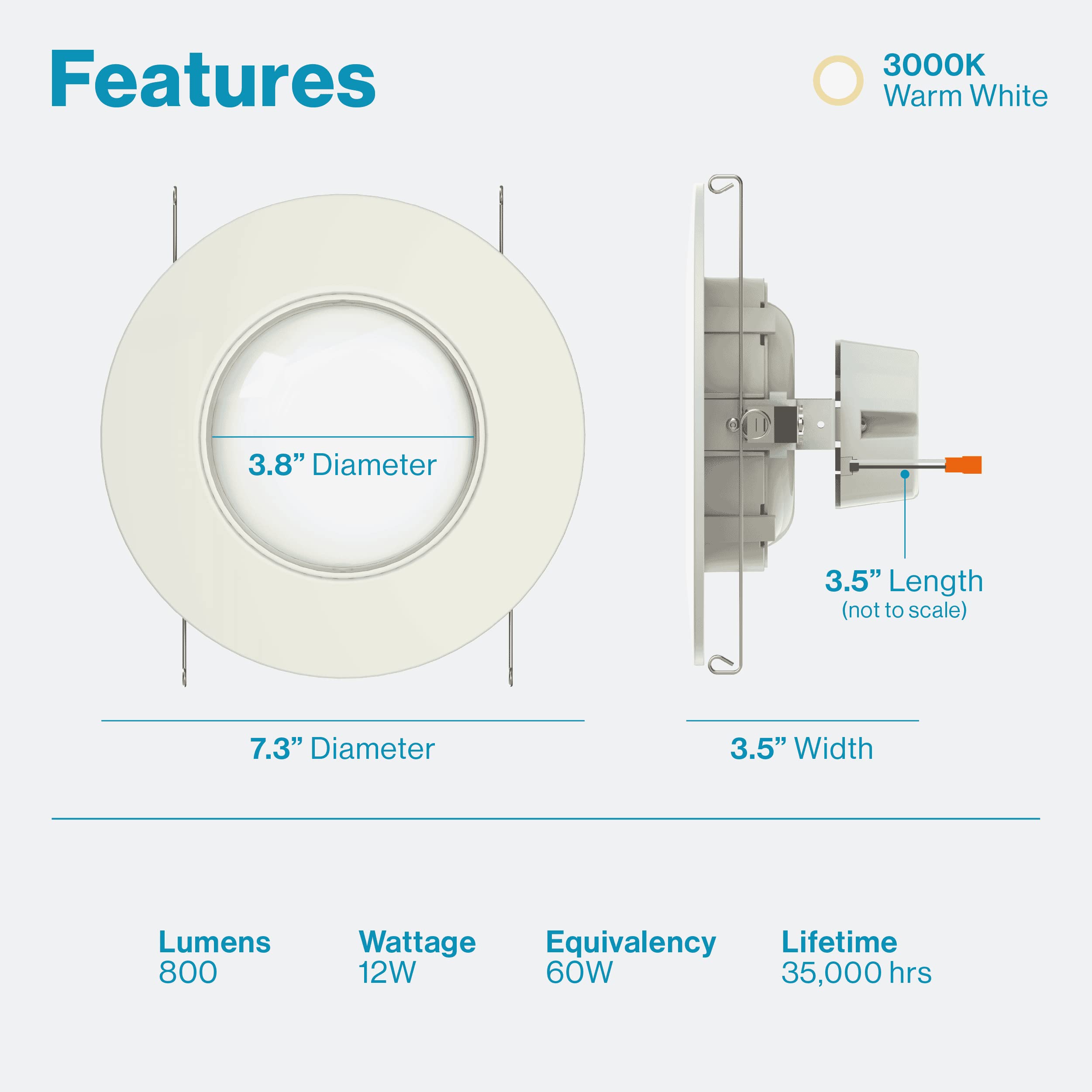 Sunco Led Can Lights Eyeball Retrofit Gimbal 5/6 Inch Recessed Lights Dimmable, 12W=60W, 3000K Warm White, 800 Lm, Directional Angled Trim Adjustable Ceiling Downlight, Ul Energy Star
