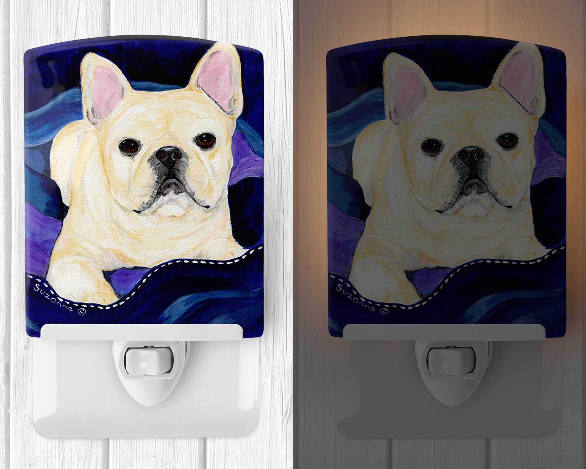 Caroline'S Treasures Ss8126Cnl French Bulldog Ceramic Night Light Compact, Ul-Certified, Ideal For Bedroom, Bathroom, Nursery, Hallway, Kitchen, 6X4X3, Multicolor