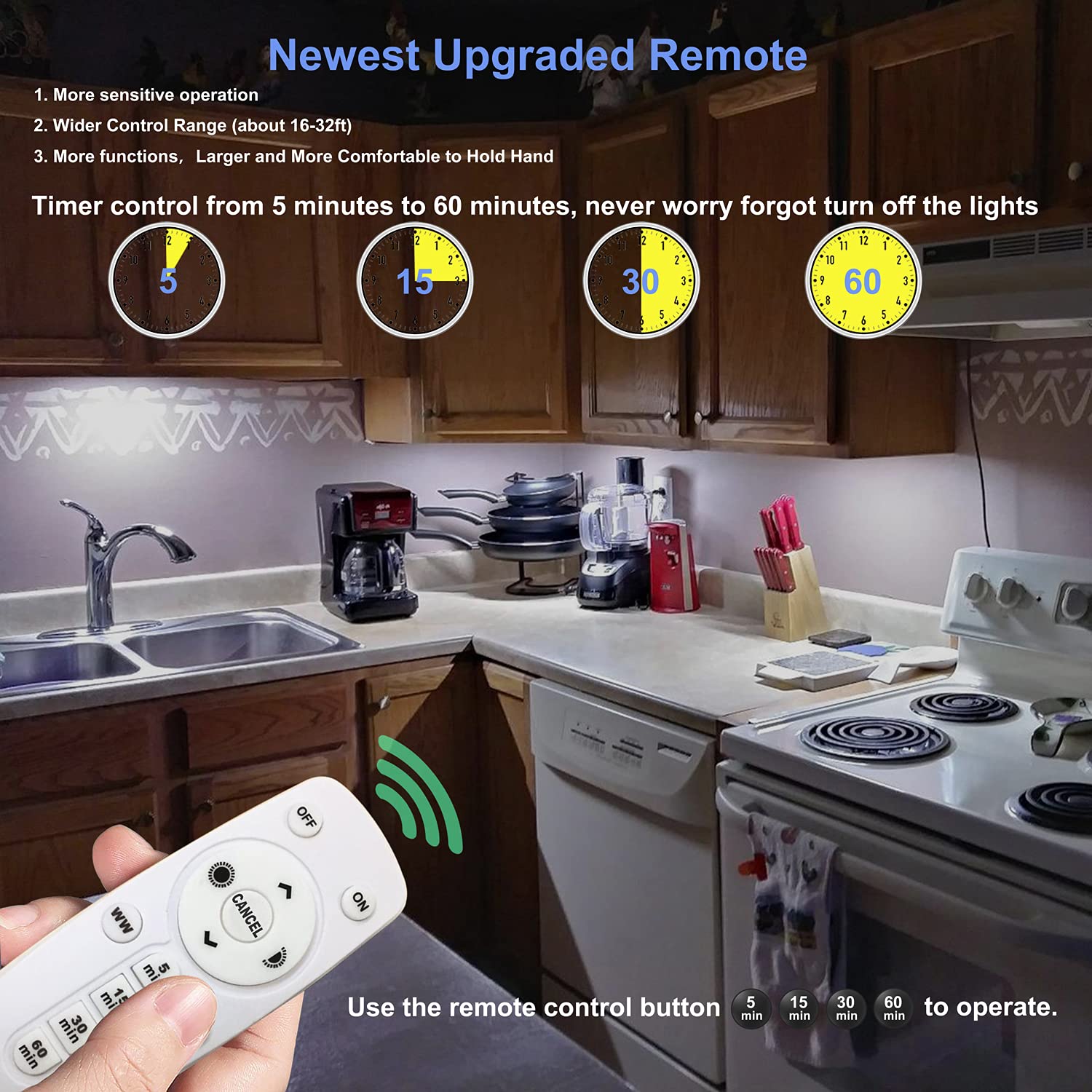 Remote Control Under Cabinet Lights Wireless 6 Pack, 20-Led Dimmable Closet Lights Rechargeable Under Counter Light, Stick On To
