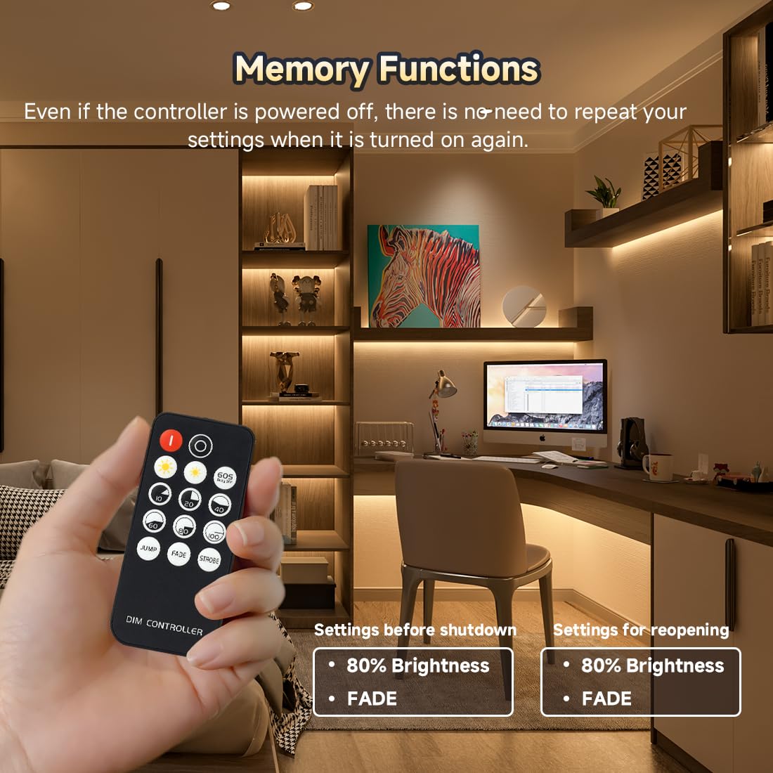 BTF-LIGHTING FCOB COB LED Strip Lights 16.4FT RF Remote Cool White 6000K Dimmable, Model FOB5M24VRF14CW24V3