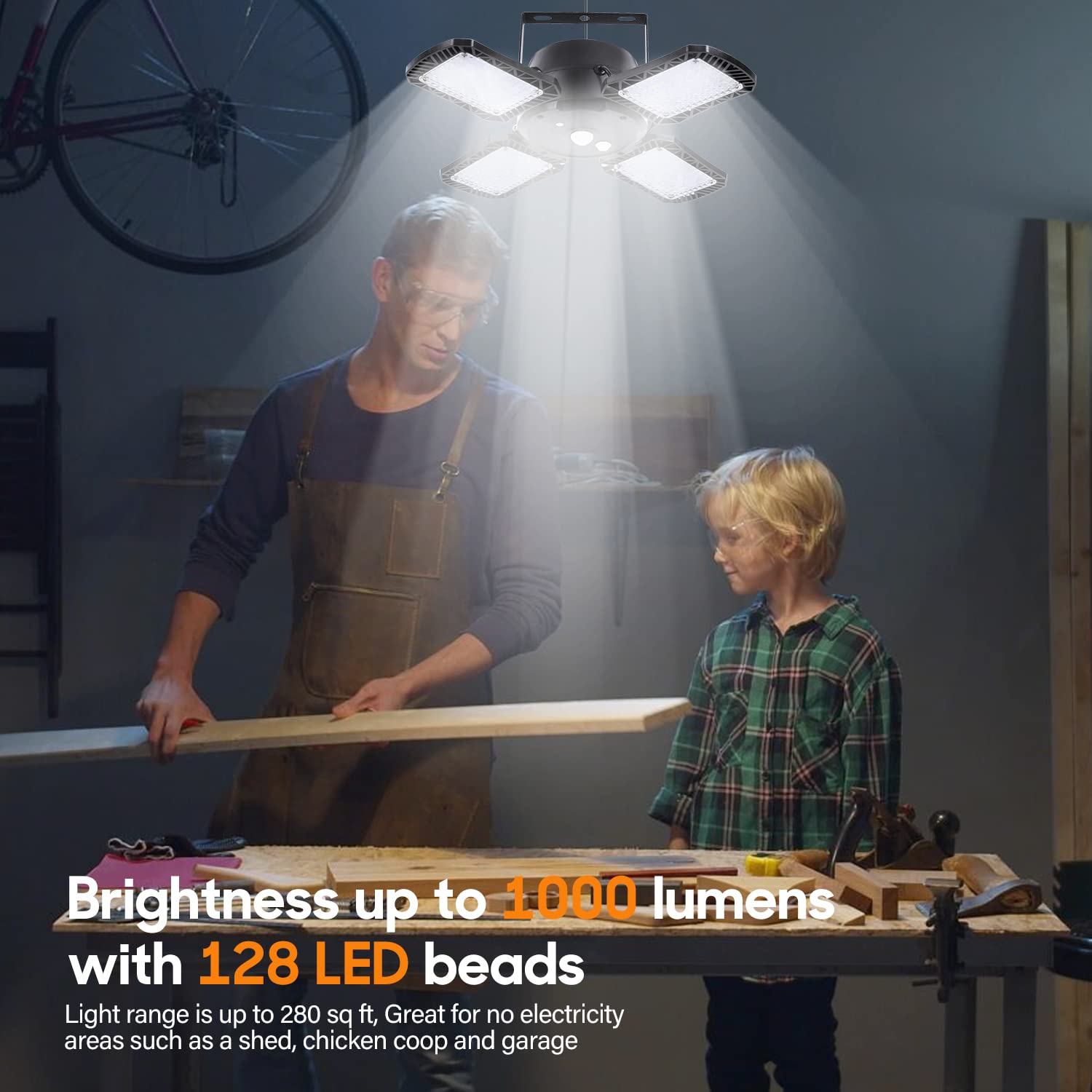 Lampelc Solar Shed Lights - 1000Lm 128Led Motion Sensor Outdoor Barn Light, 2 Pack