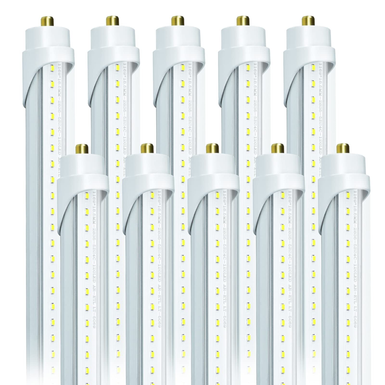 Onlylux T8 8Ft Led Bulbs, F96T12 Led Replacement 8 Foot Led Lights, 40W 4800Lm (100W 8' Fluorescent Equivalent),Single Pin Fa8 B