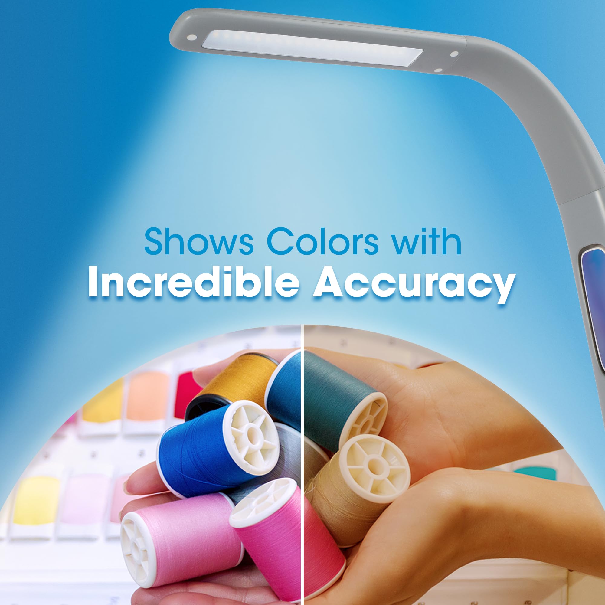 Ottlite Cool Breeze Led Lamp With Fan (Gray) - 3-Speed Bladeless Fan & 5 Brightness Settings With Touch Activated Controls, Ener