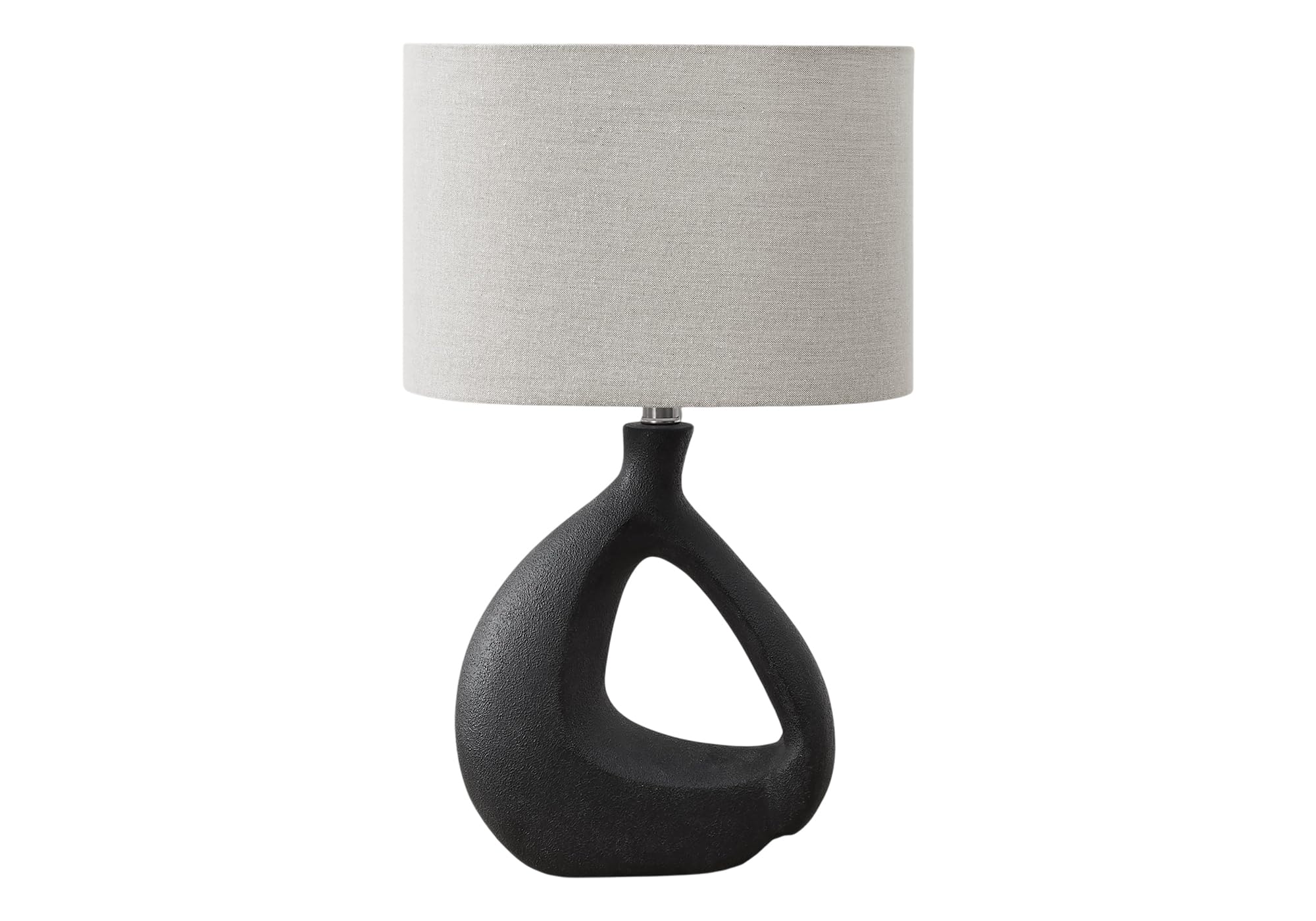 Monarch Specialties Table Lamp I 9881, 23in H, Black Resin, Grey Shade, Contemporary Design