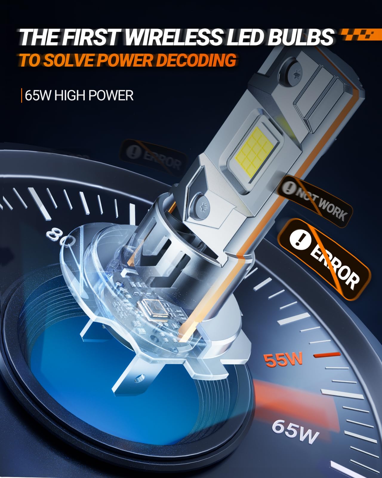 Sealight H7 Bulb For Fog/Atv  65000Lm 65W 2025 New Modle  6500K Eye-Protected  Wireless Non-Polarity 1:1 Size Easy Installation  10 Years Lifespan  2 Pack