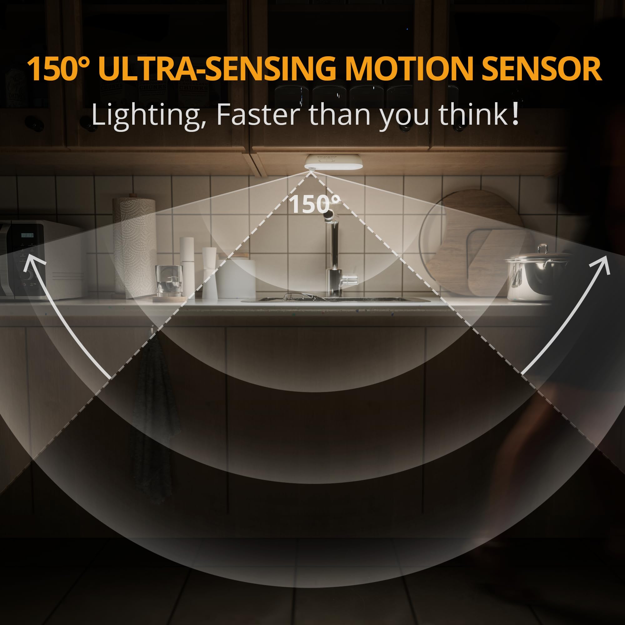 Lyridz Rechargeable LED Closet Light, Motion Sensor, Battery Operated, 3 Pack, Magnetic, Dimmable, Cool White for Stairs, Wardrobe, Kitchen