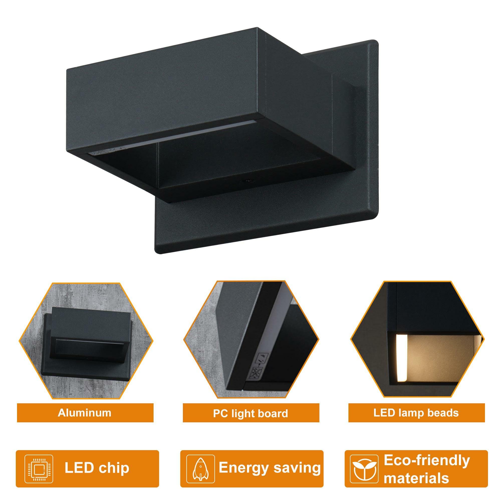 Lustrlach Dull Black Led Outdoor Up Down Wall Sconce Light - Ip54 Waterproof Aluminum 3000K