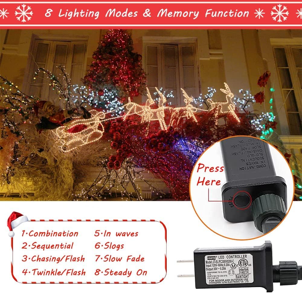 Realization 500 LED Christmas Tree Lights - 180FT, 8 Modes, Waterproof, Multicolor, Model YLS1000WD01