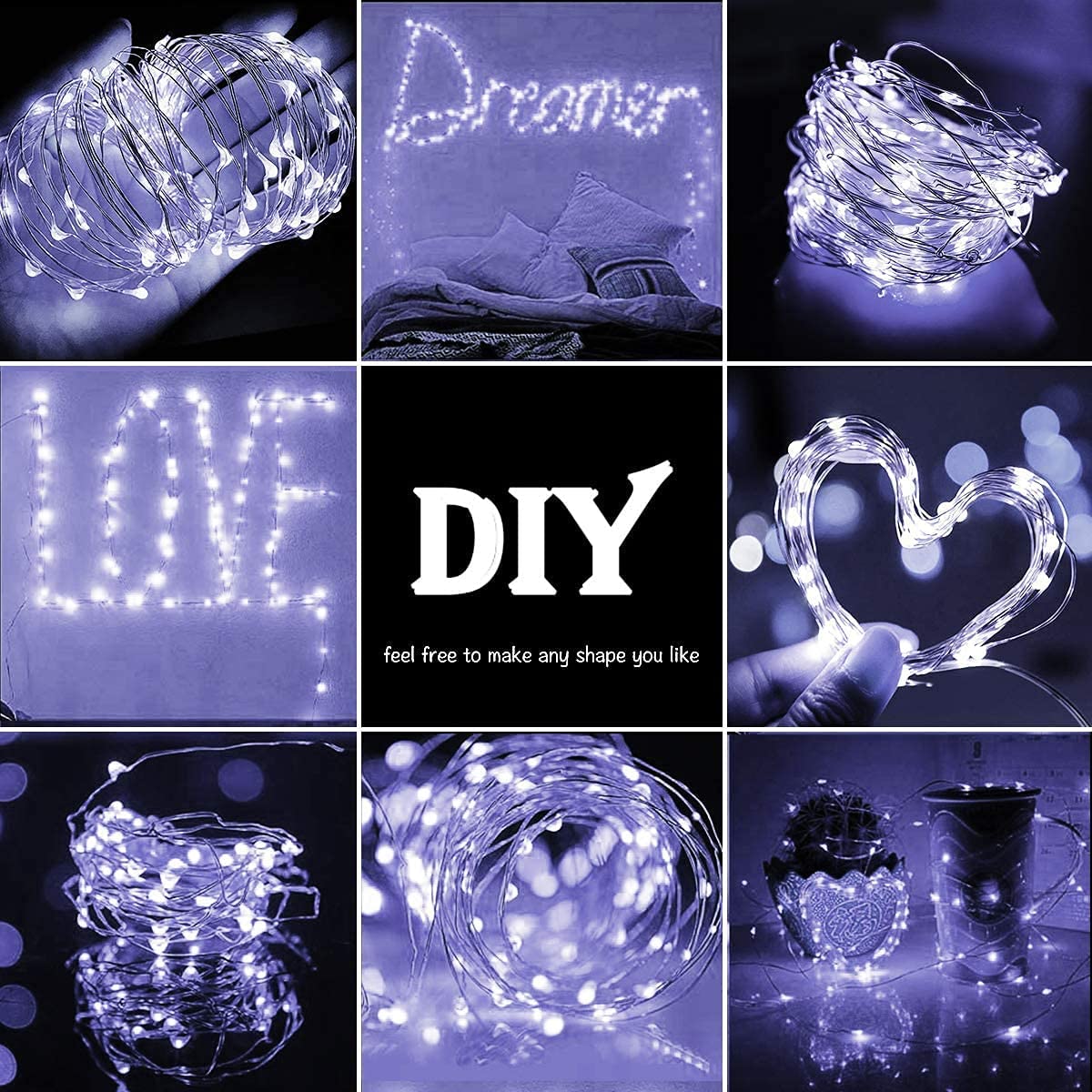 Sanniu Fairy Lights Battery Operated, 2 Packs Mini Battery Powered Copper Wire Starry String Lights for Christmas,Bedroom, Parti