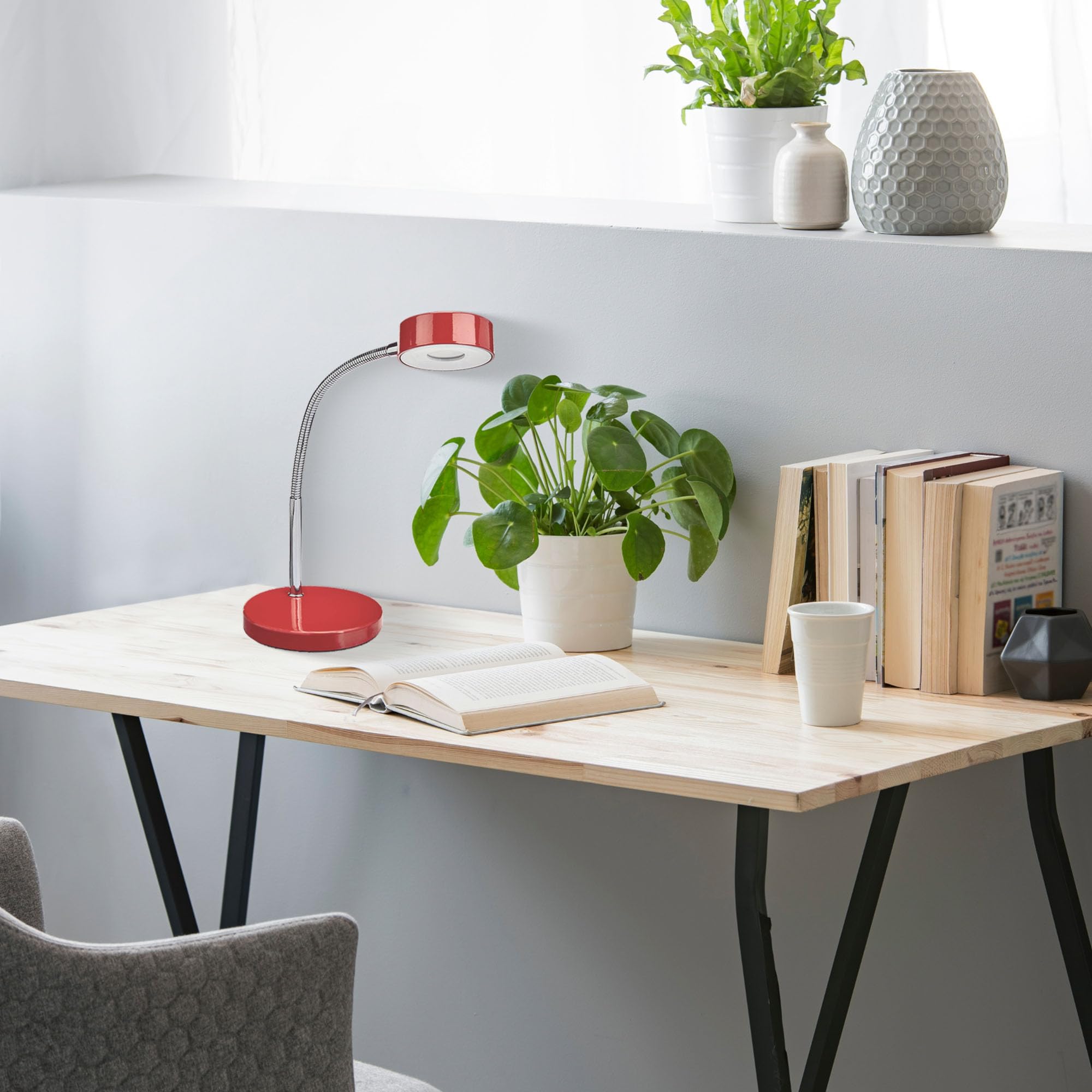 Globe Electric Company 12644 Led Desk Lamp, 52.4&quot; X 5&quot; X 15.75&quot;, Red