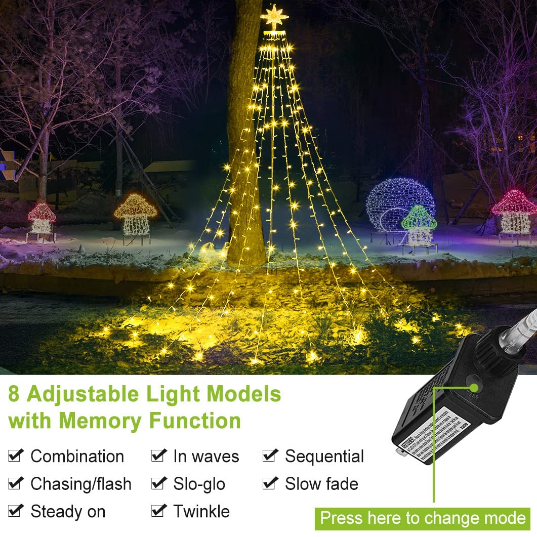 Puhong Christmas Decoration Dippers Star String Lights,16.4Ft 320 Led Christmas Tree Lights [8 Modes & Waterproof],With 11'' Lig