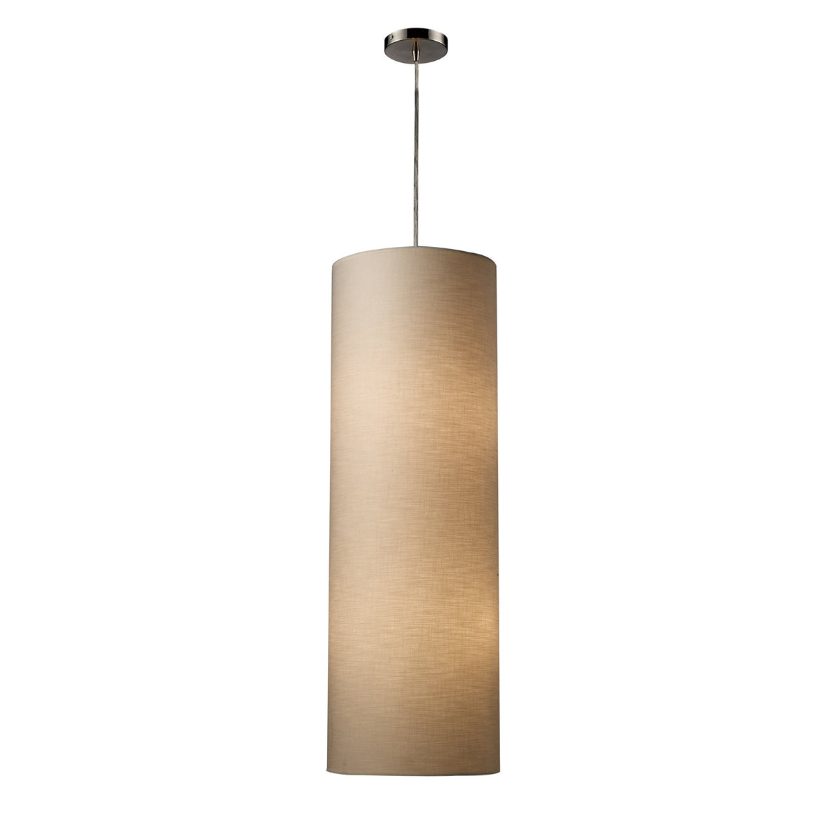 Elk Home Satin Nickel 4-Light Pendant With Beige Fabric Shade, Modern 12&quot;W X 12&quot;D X 35.5&quot;H