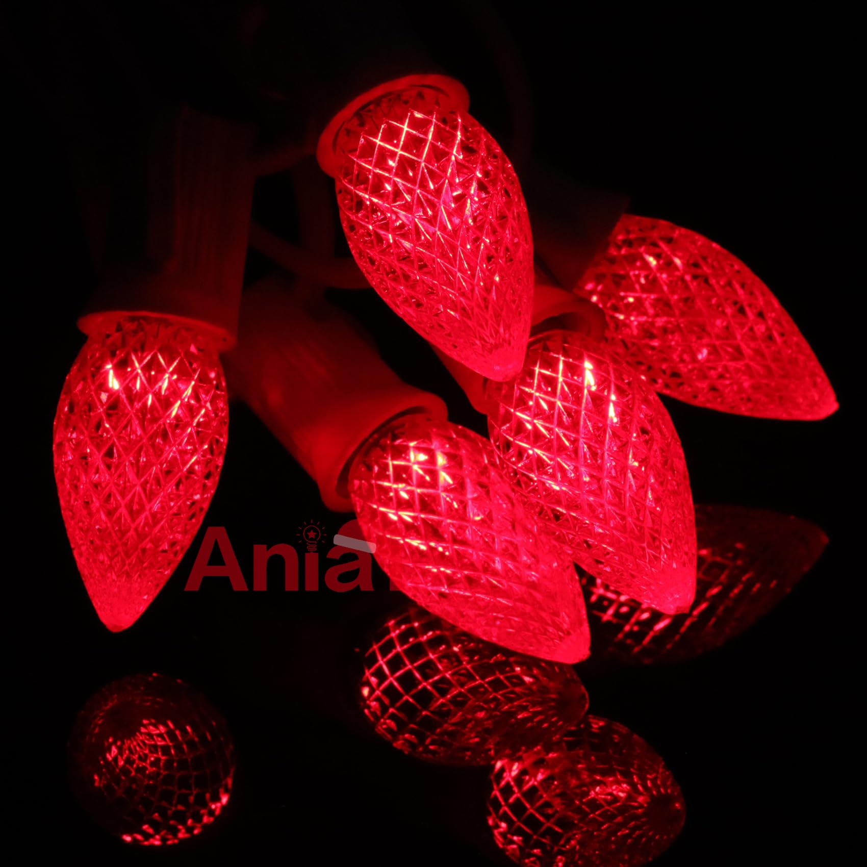 Aniai C7 LED Christmas Light Bulbs - 5 Count E12 Base Replacement - Commercial Grade Red